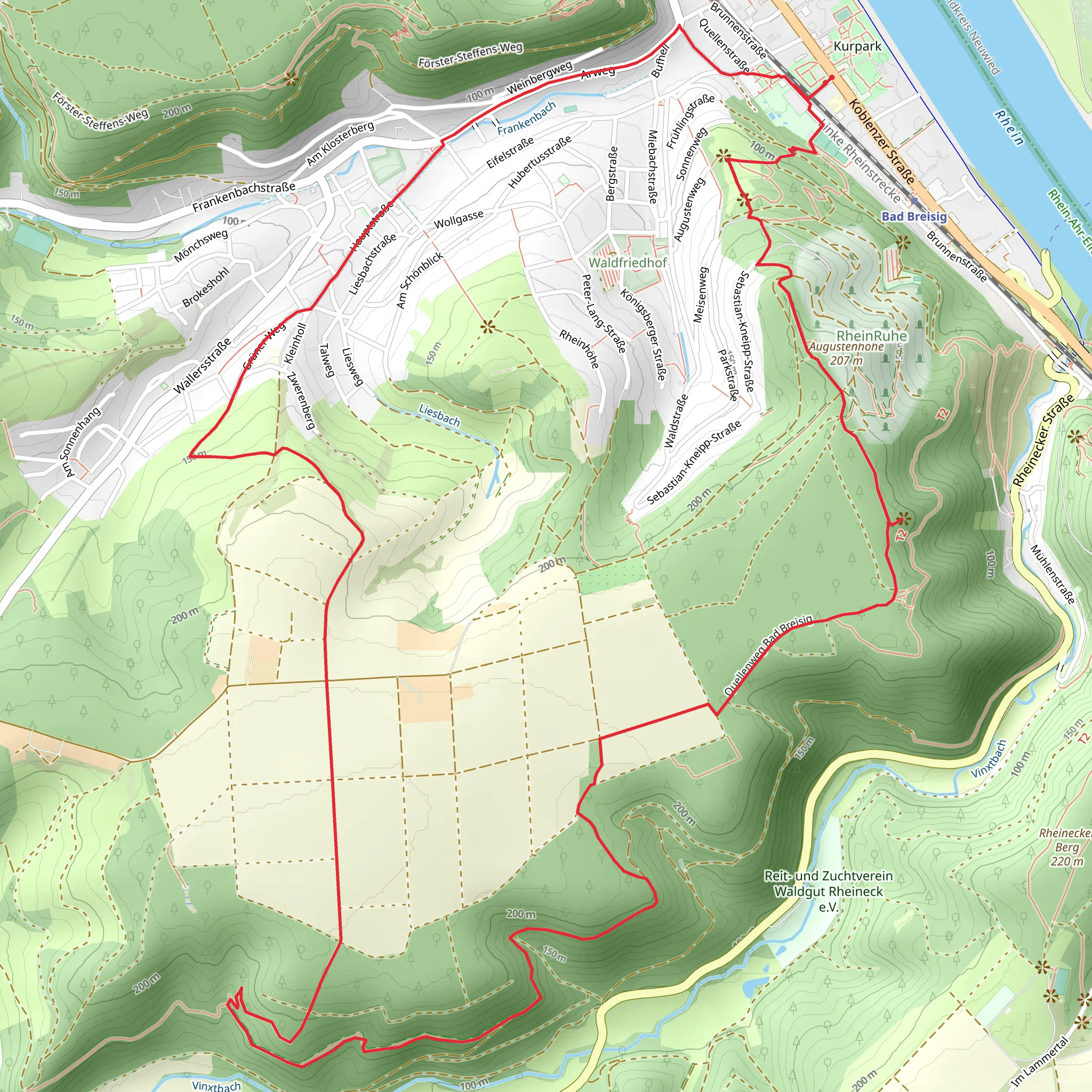 Aussicht Burg Rheineck via Quellenweg Bad Breisig mobile static map