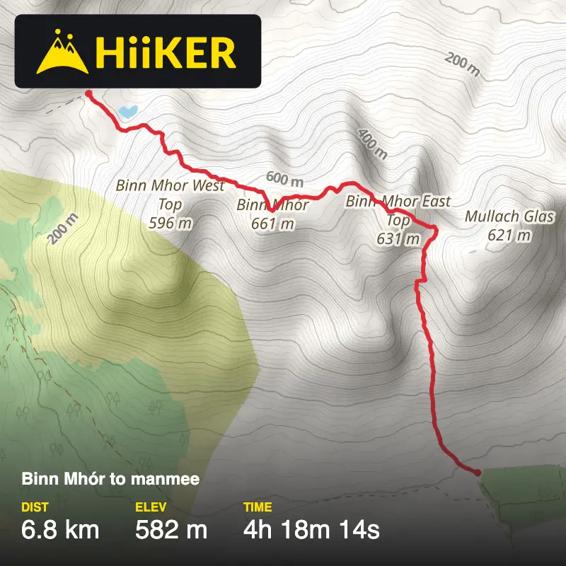 A map preview of the recording Binn Mhór to manmee.