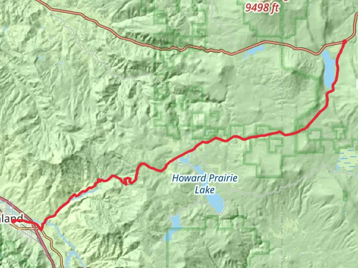 An image depicting the trail Lake of the Woods via Walker Creek and its surrounding area.
