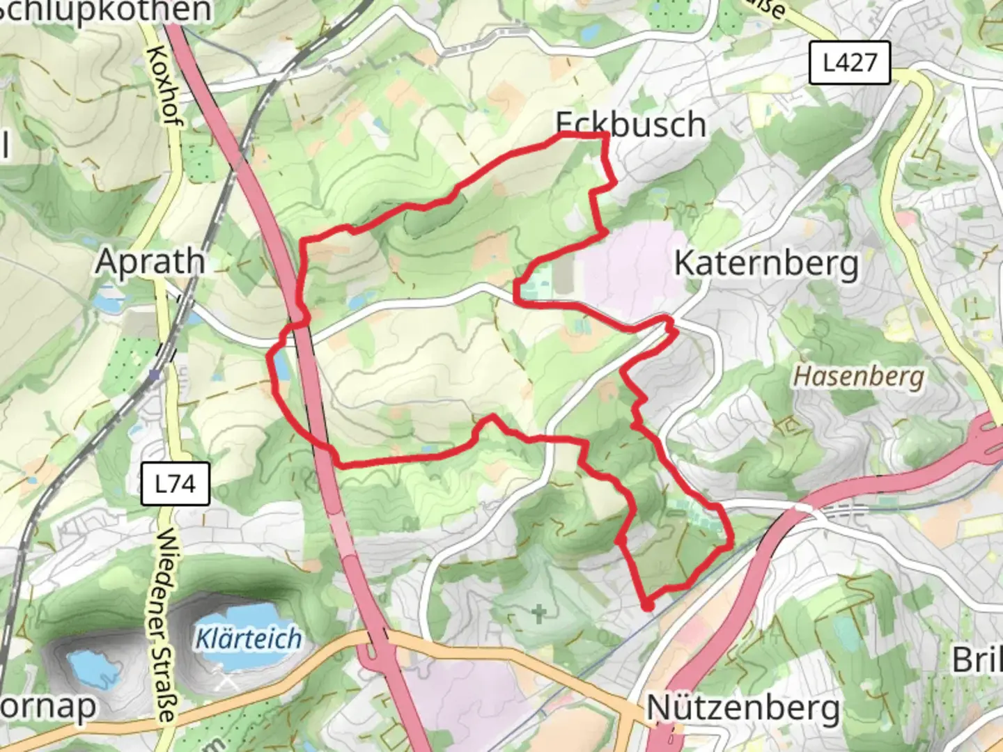 An image depicting the trail Eulenkopf Rundweg and Rundweg Beek and its surrounding area.