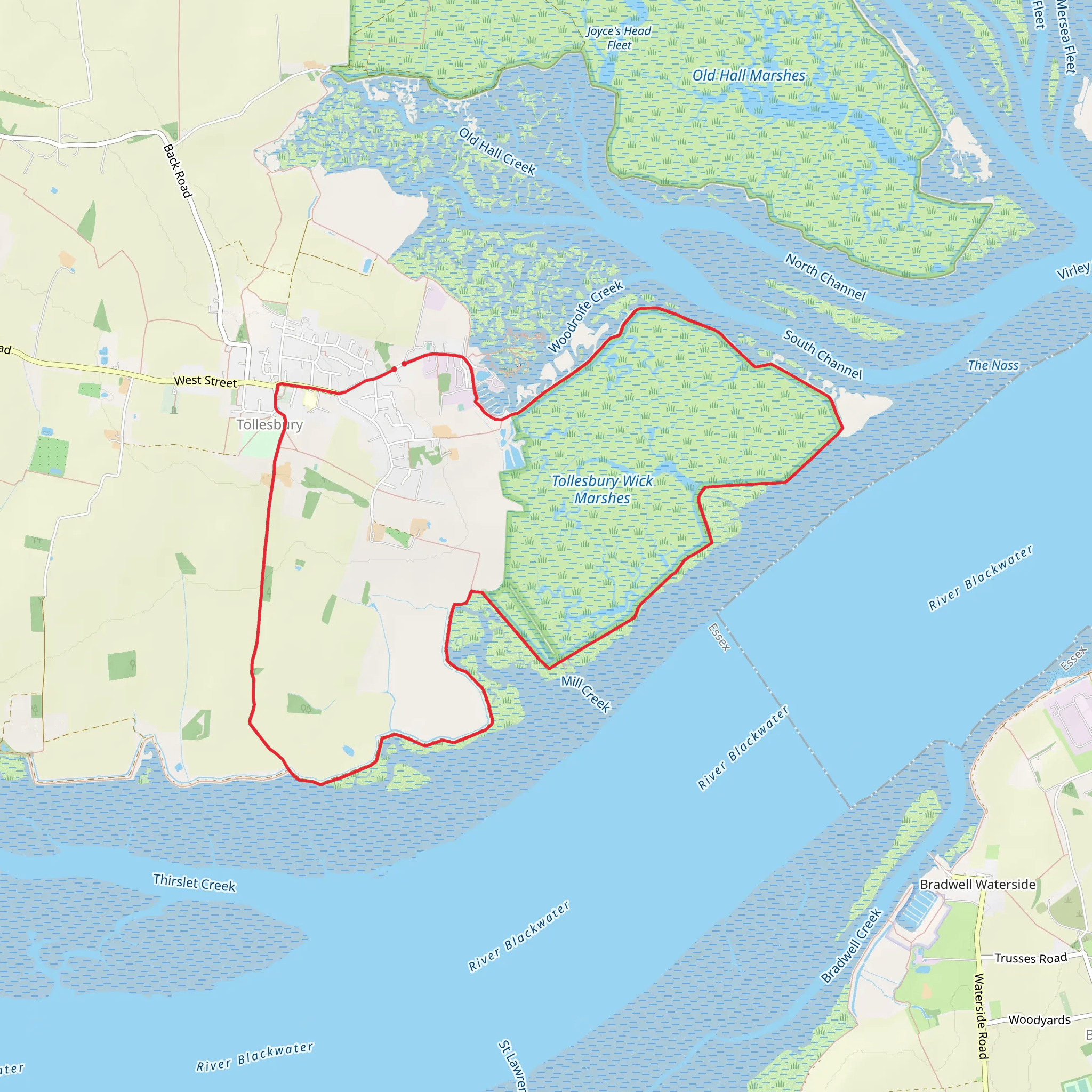 Tollesbury Wick Marshes from Tollesbury mobile static map
