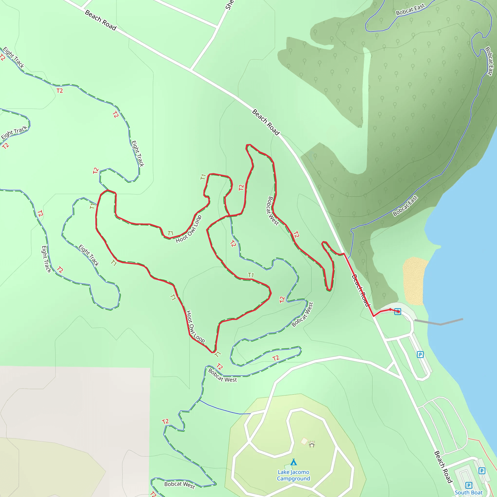 Hoot Owl Loop via Bobcat Trail mobile static map