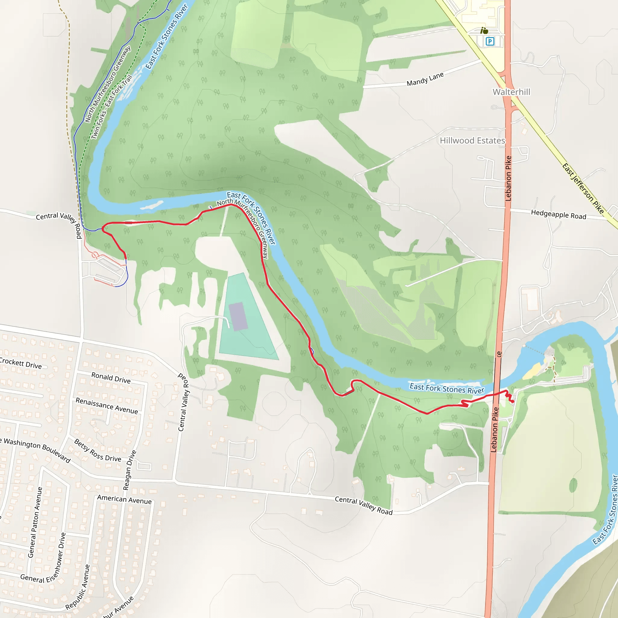 North Murfreesboro Greenway - Lebanon Pike mobile static map