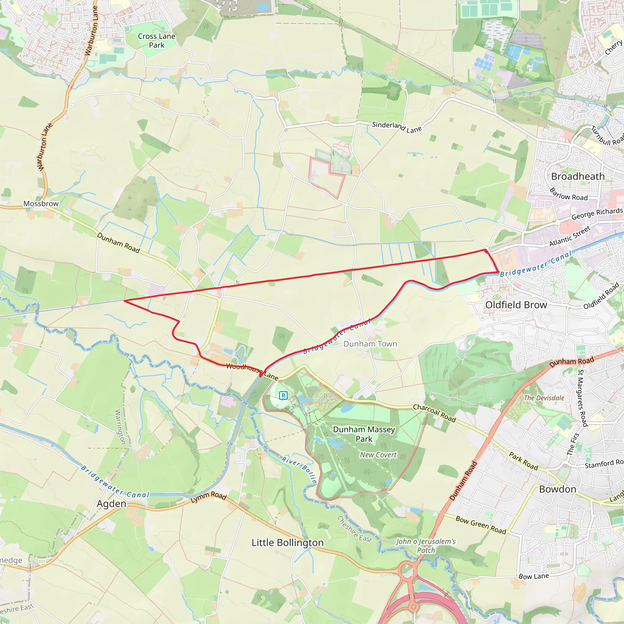 Bridgewater Canal and Trans Pennine Trail mobile static map