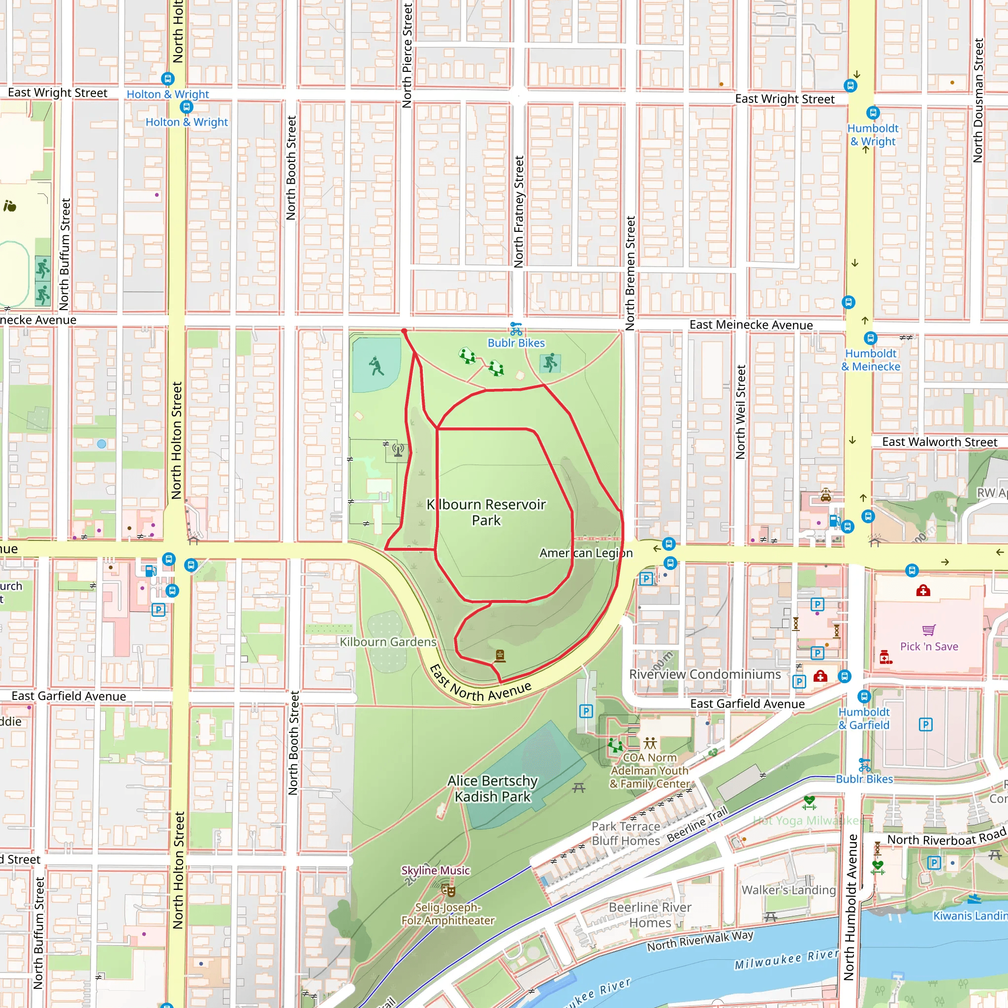 Kilbourn Reservoir Park Loop mobile static map