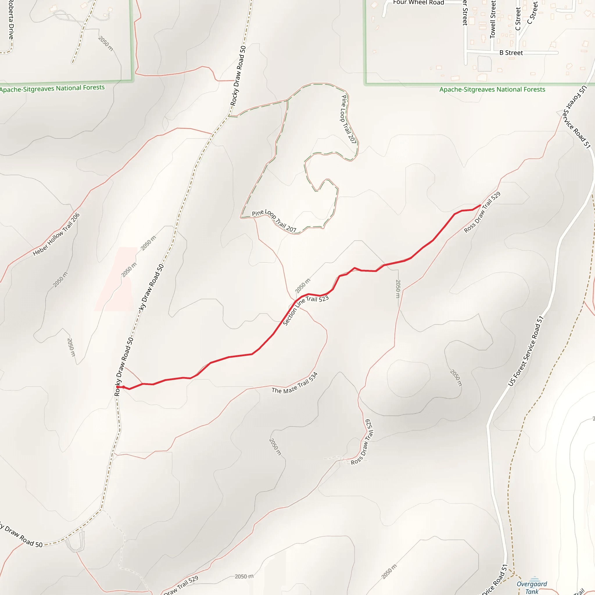 Section Line Trail mobile static map