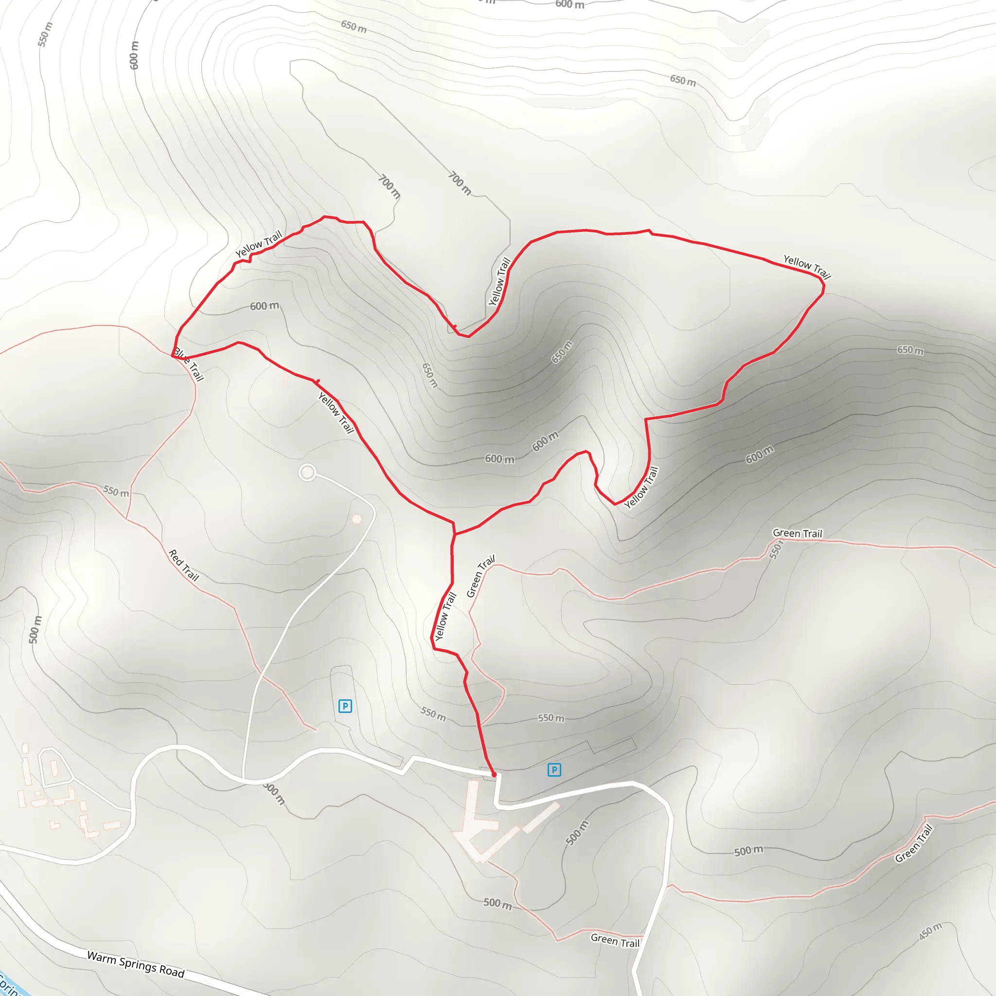 Yellow Trail Loop from Warm Springs Road mobile static map