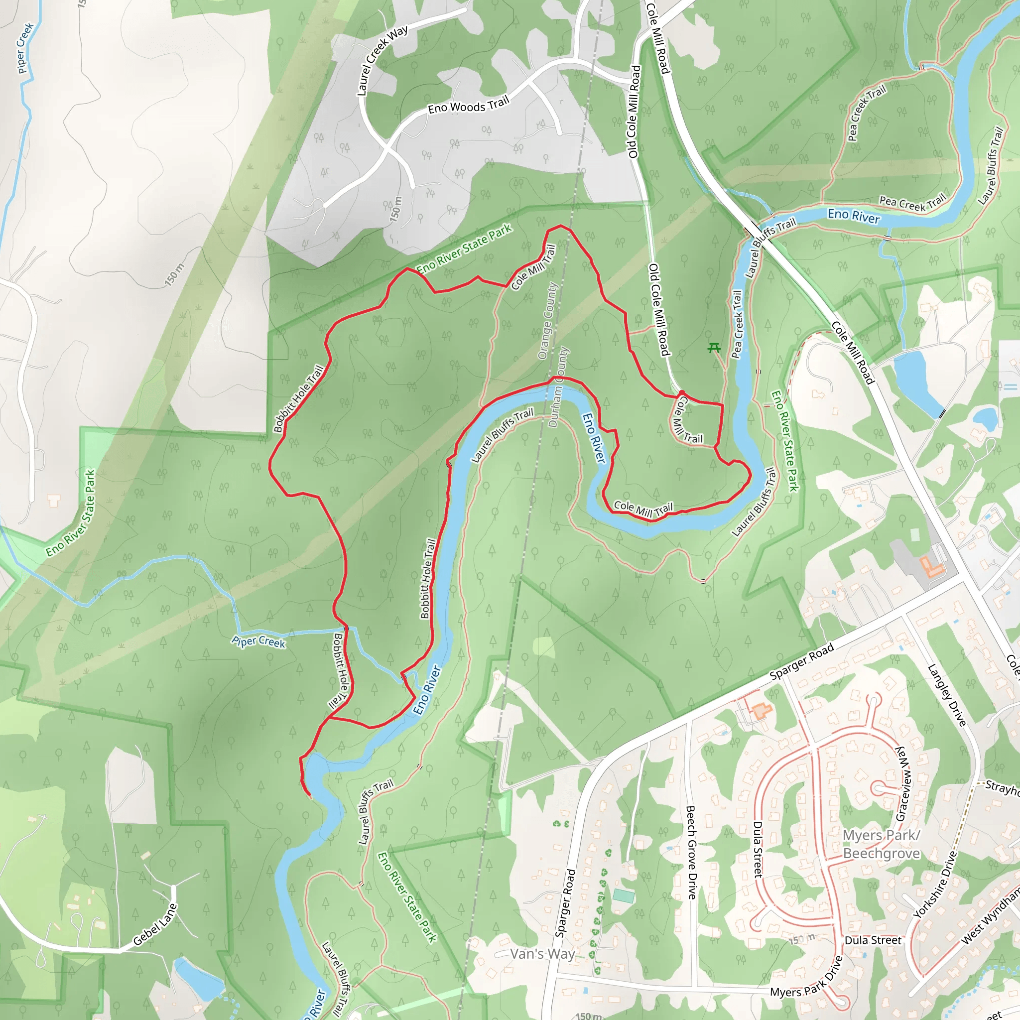 Bobbitt Hole Loop Trail mobile static map