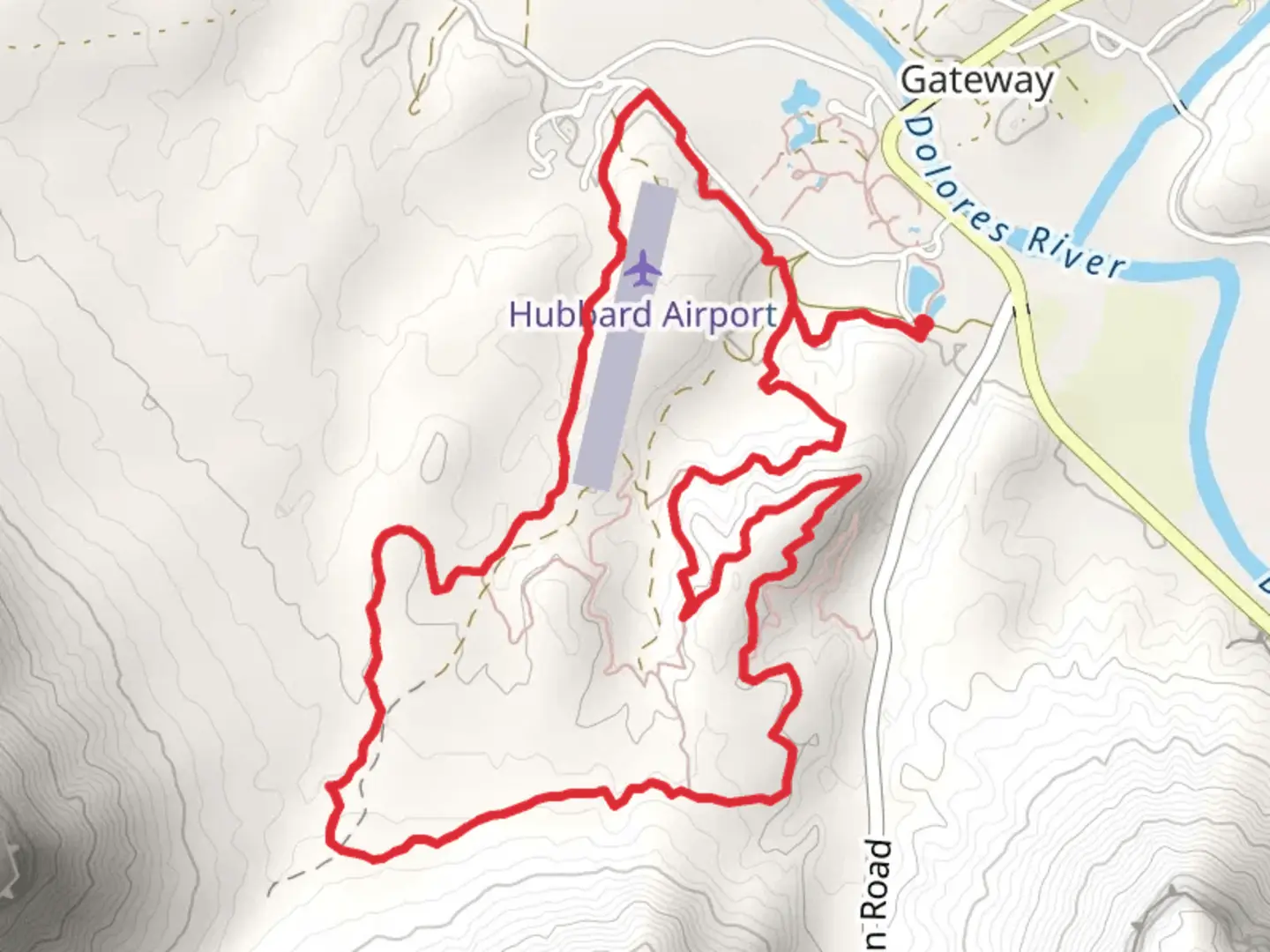 An image depicting the trail Entrada Trail, Lumsden and Runway Loop Trail and its surrounding area.