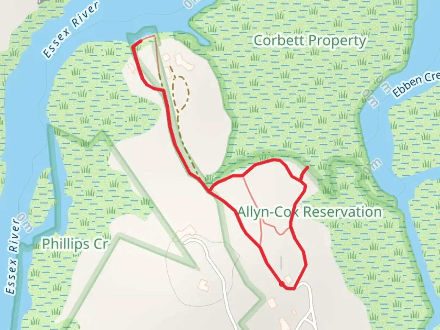 An image depicting the trail Essex River - Ebben Creek Loop and its surrounding area.