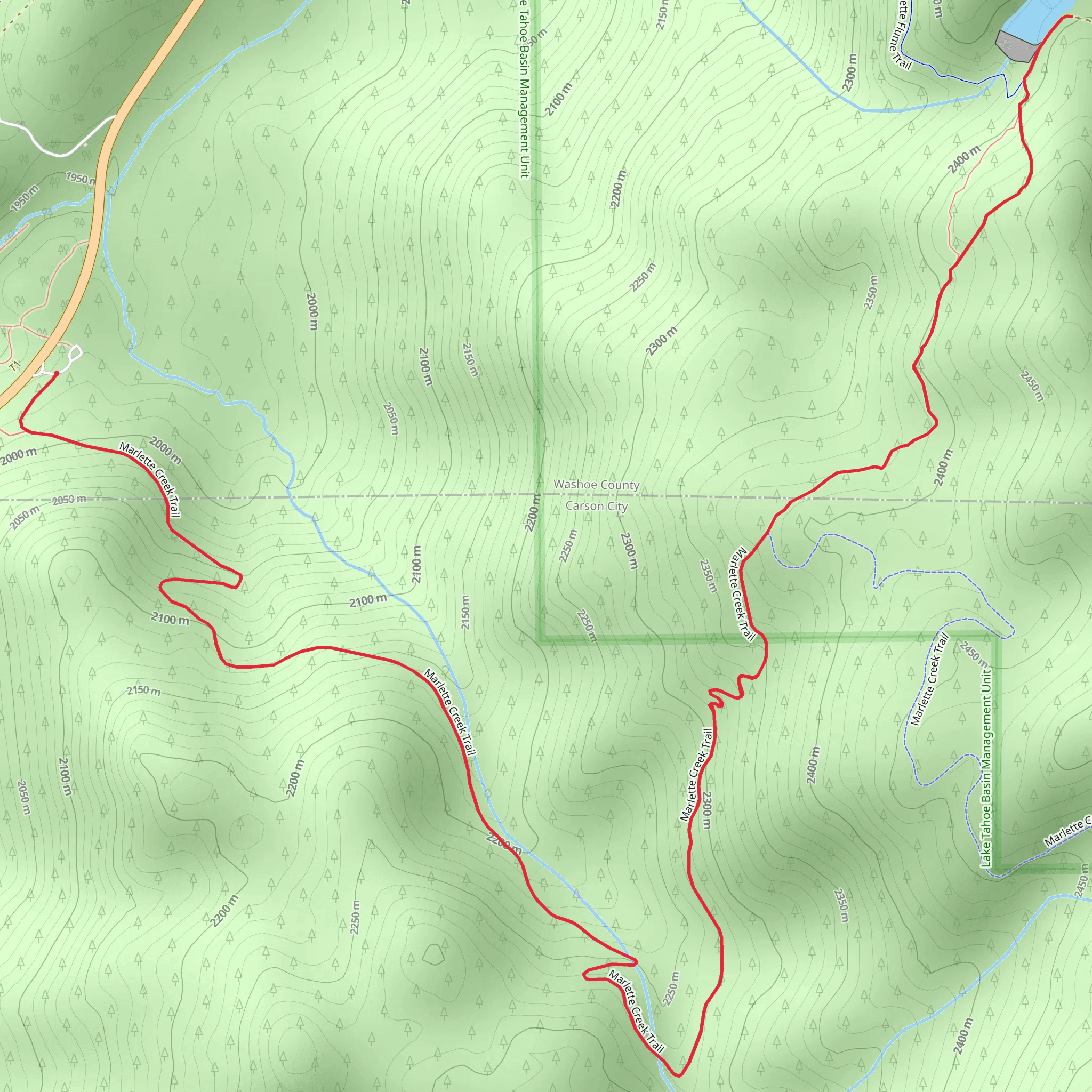 Marlette Lake and Marlette Creek Trail mobile static map