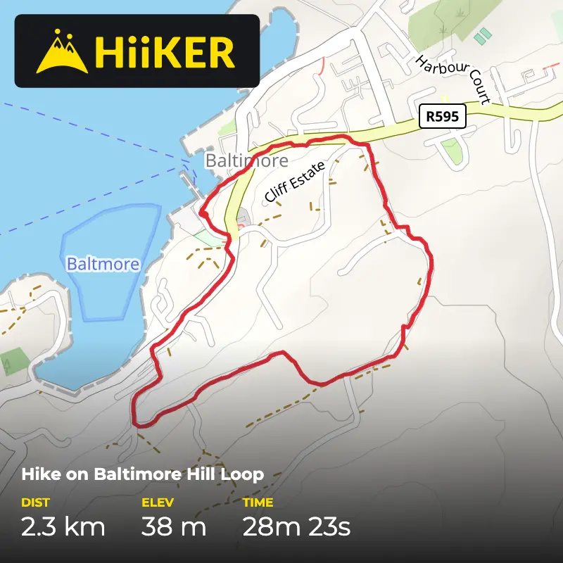 A map preview of the recording Hike on Baltimore Hill Loop.