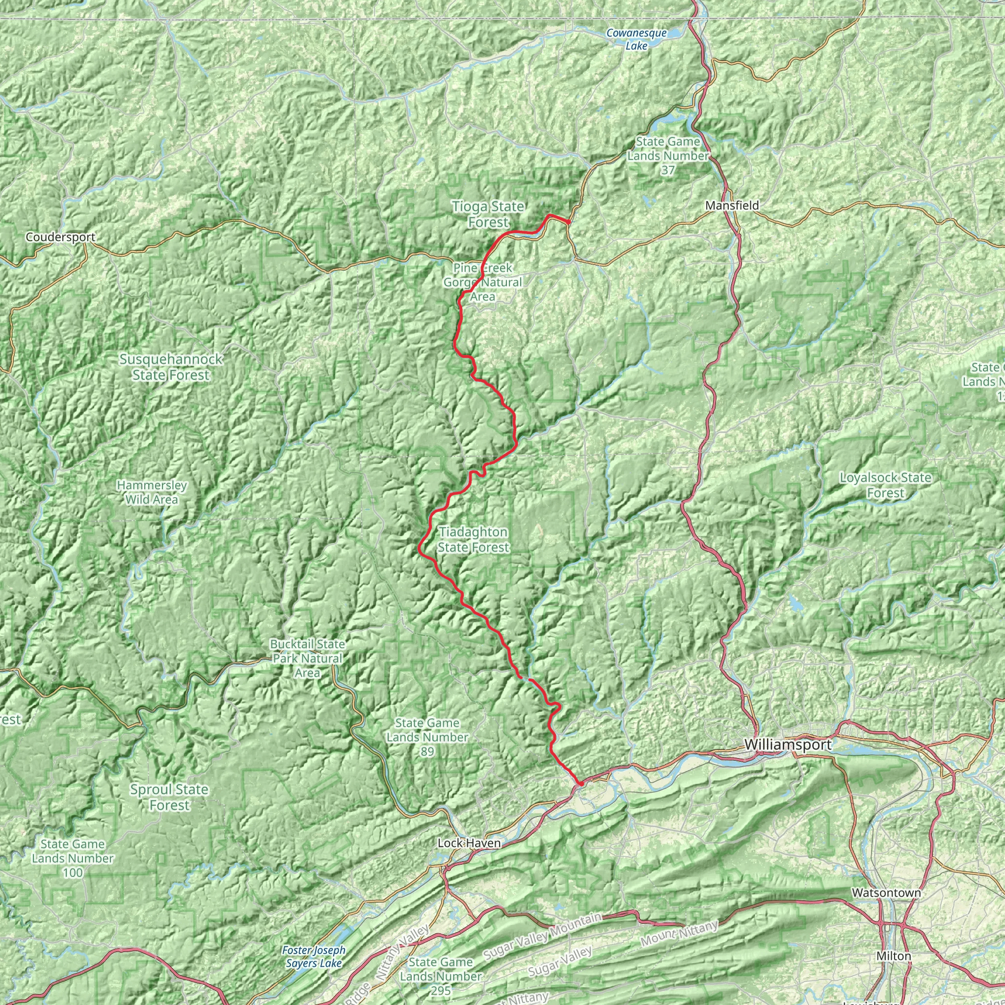Pine Creek Rail Trail mobile static map