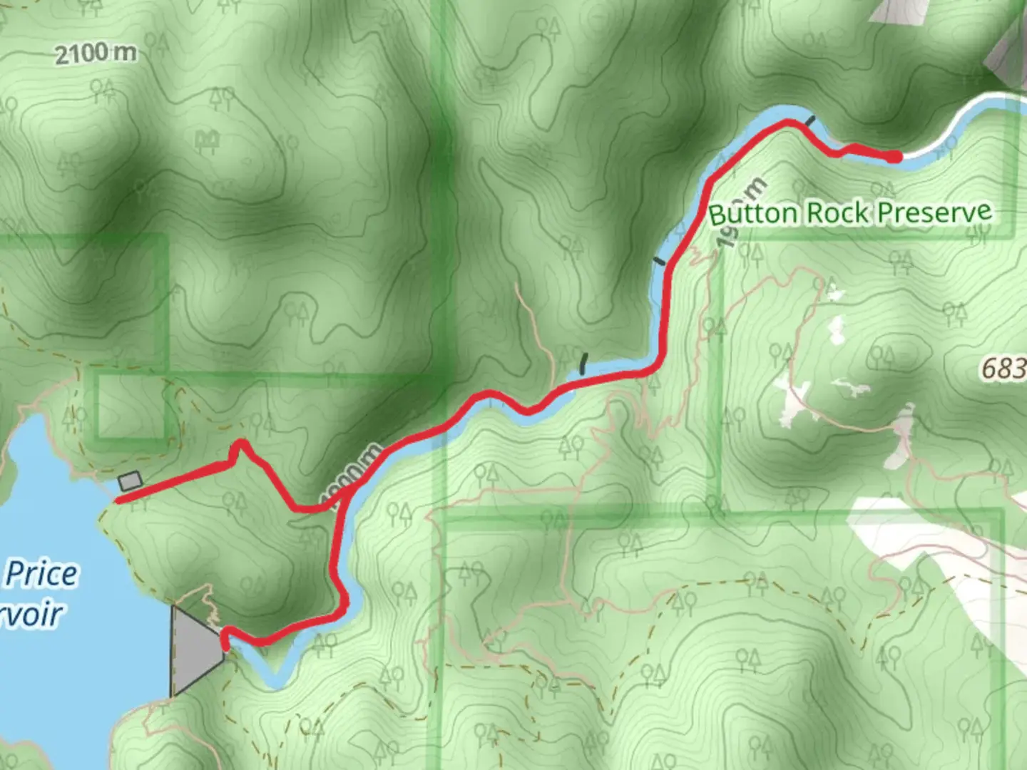 An image depicting the trail Ralph Price Reservoir from Longmont Dam Road and its surrounding area.