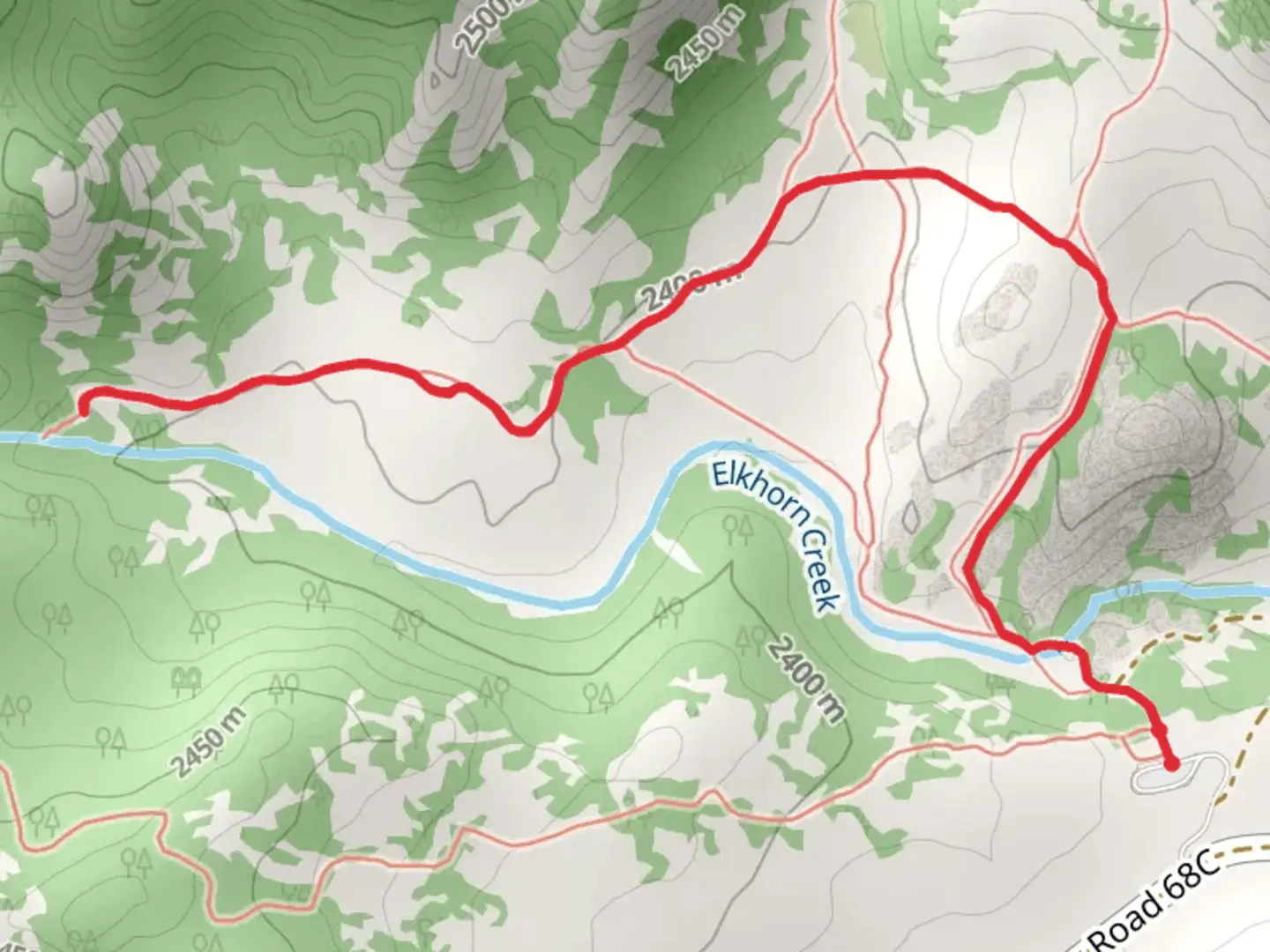 An image depicting the trail Disappointment Falls via Lady Moon Trail and its surrounding area.