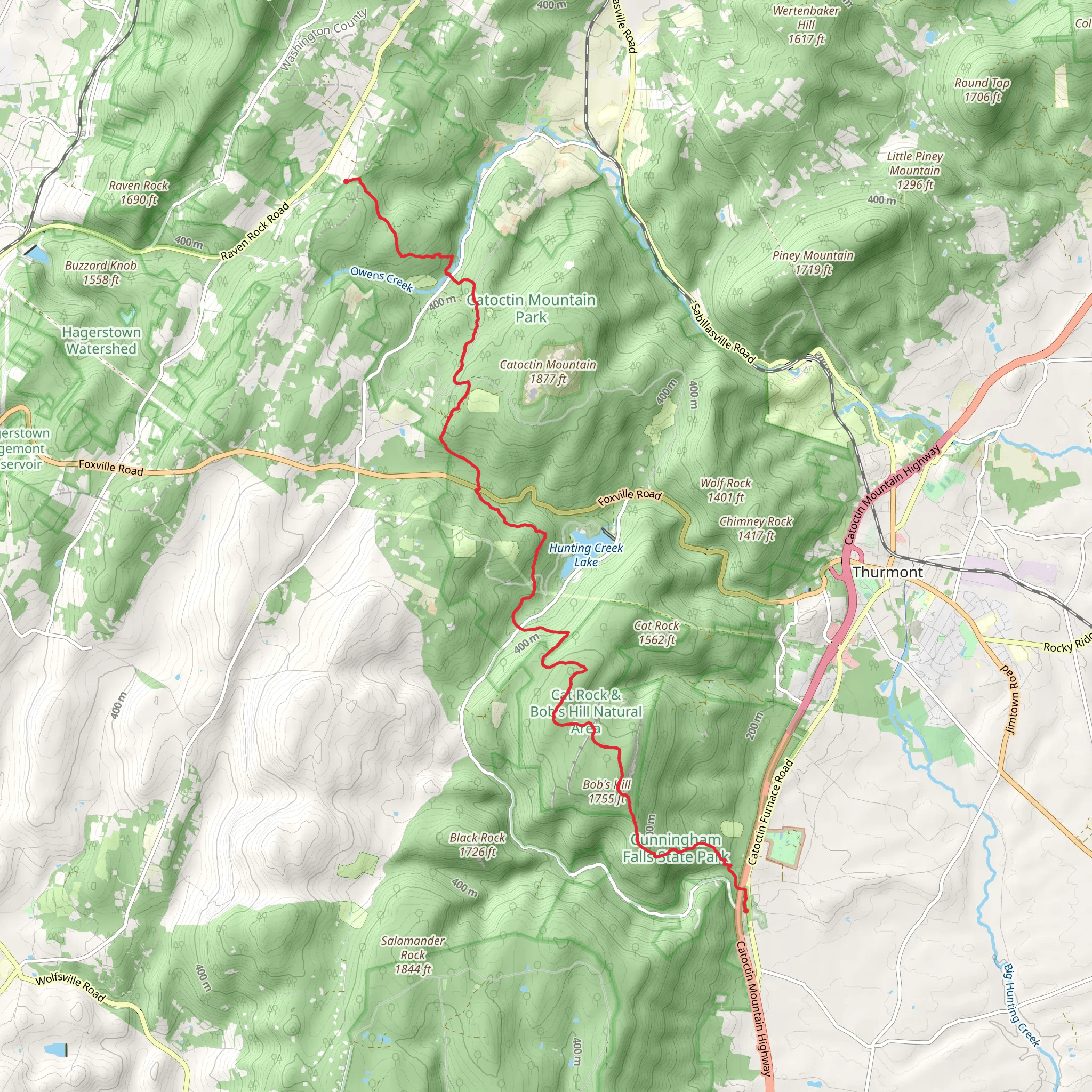 Catoctin National Recreation Trail from Catoctin Furnace Road mobile static map