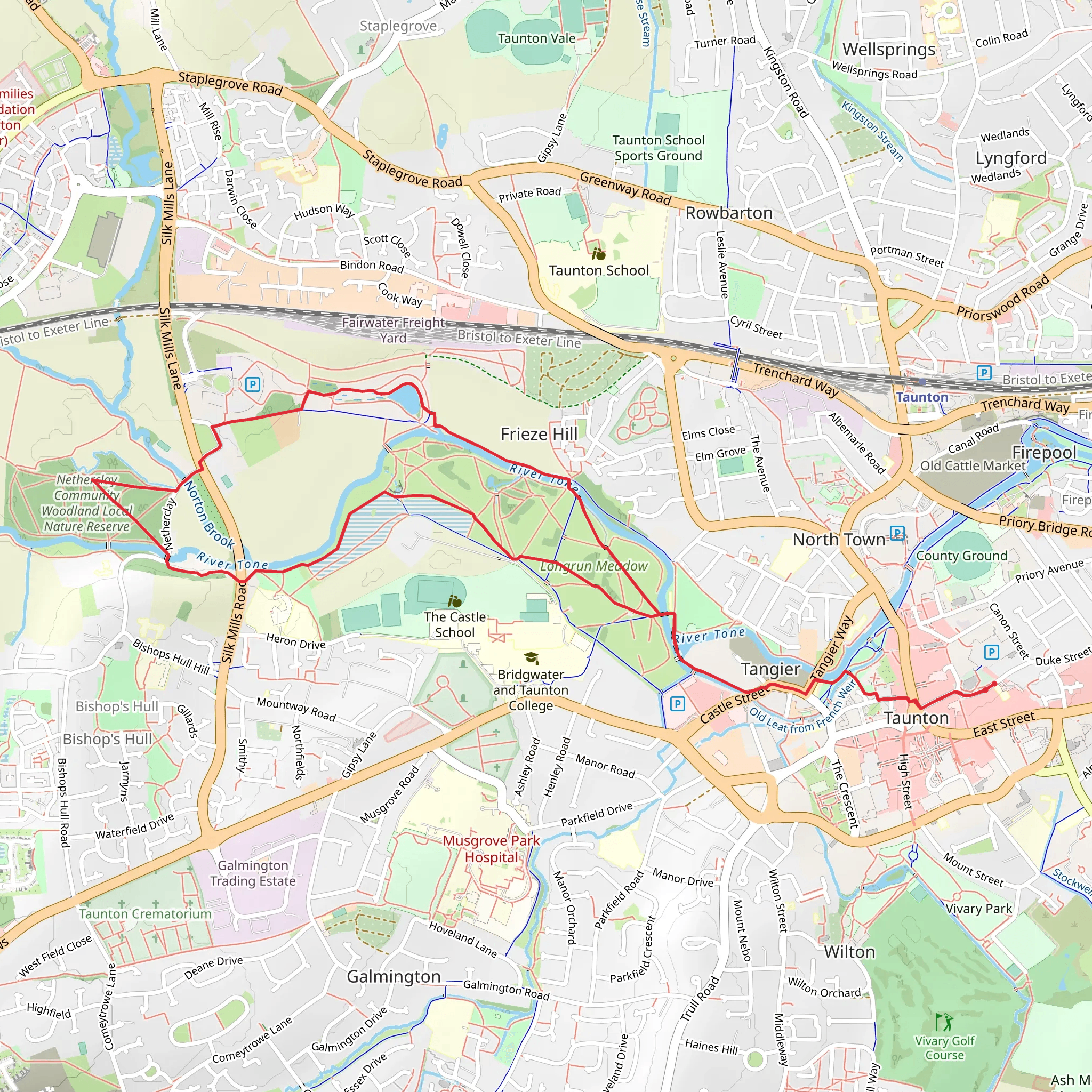 Bishop's Hull Country Park Loop mobile static map
