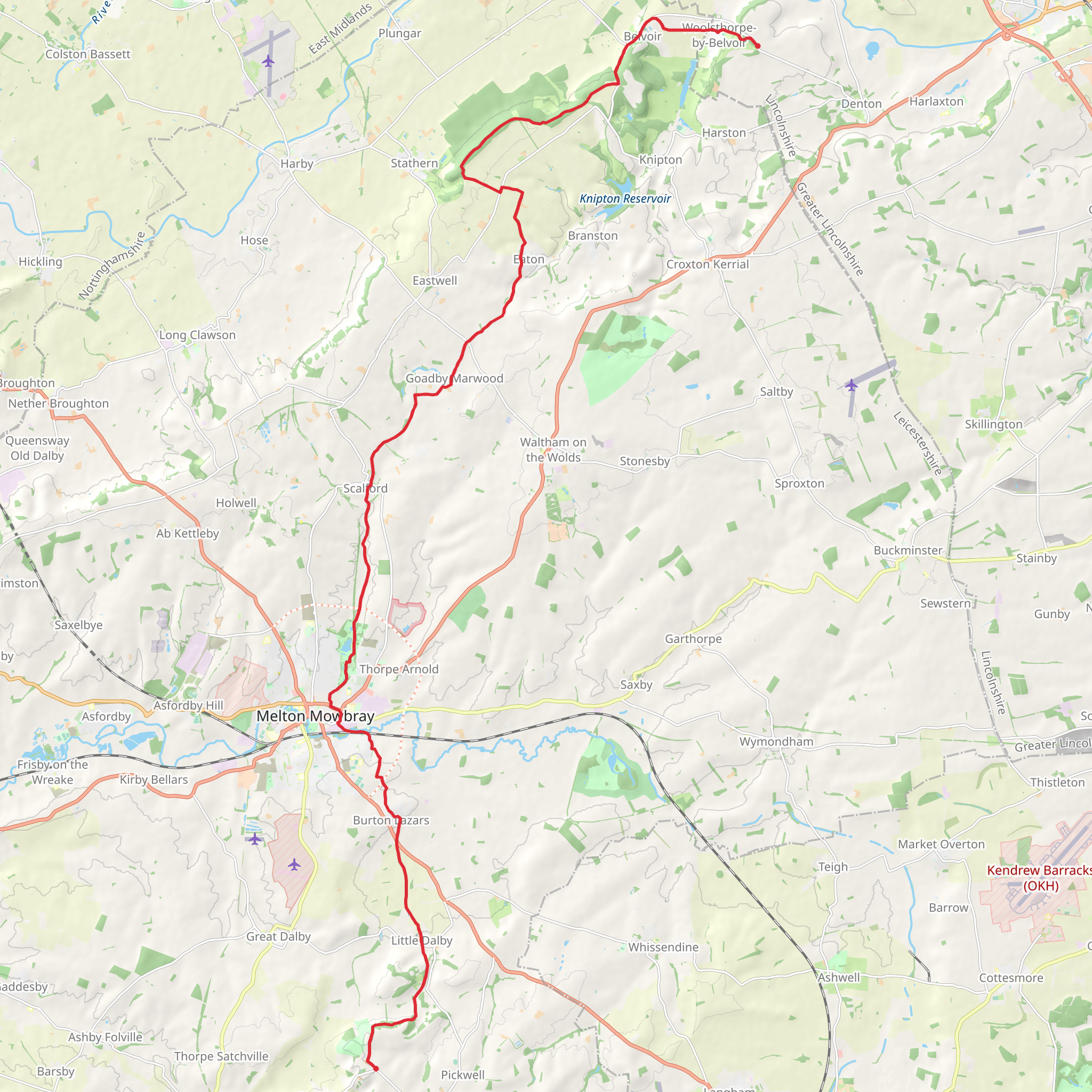 Jubilee Way from Leicestershire to Lincolnshire mobile static map