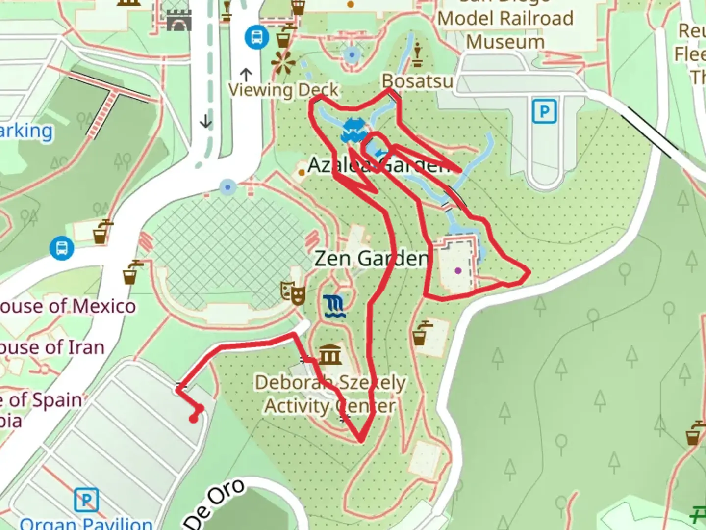 An image depicting the trail Zen Garden and Koi Pond Loop and its surrounding area.