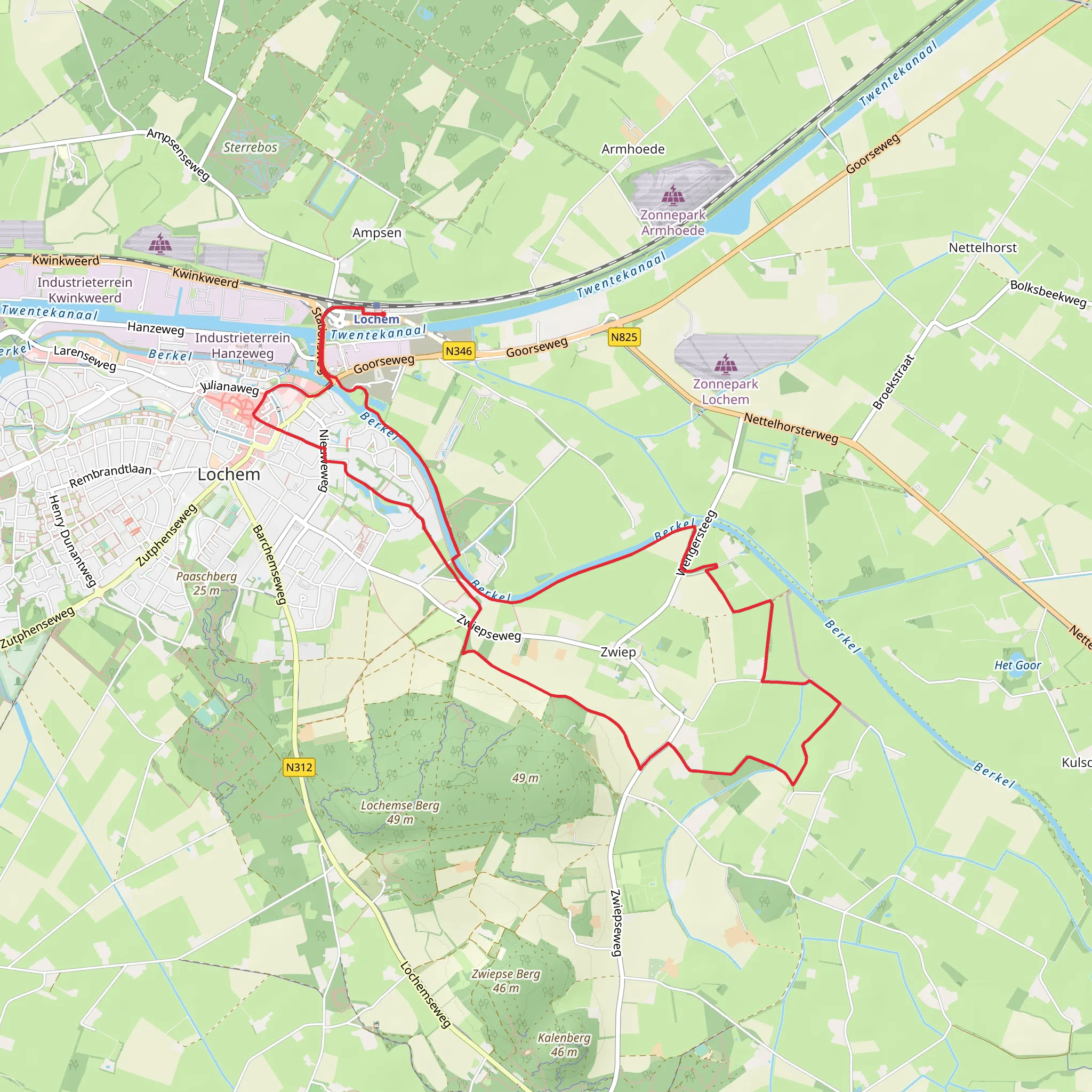 Berkel via 3 Lochemse Bergen and Kale Berg Route mobile static map