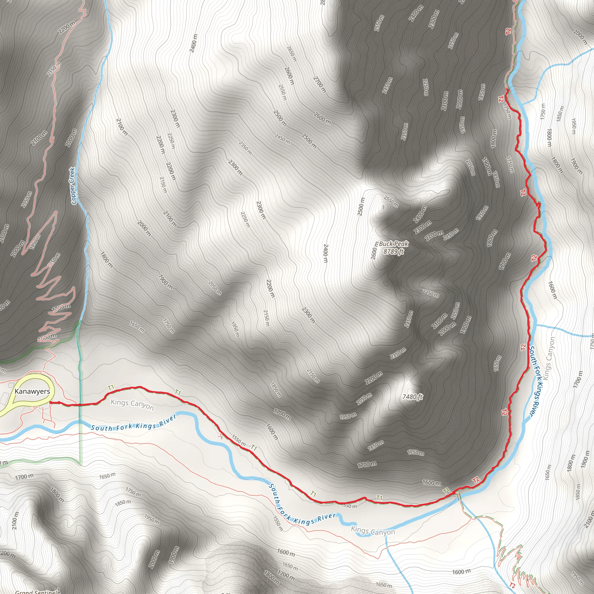 Mist Falls Trail mobile static map
