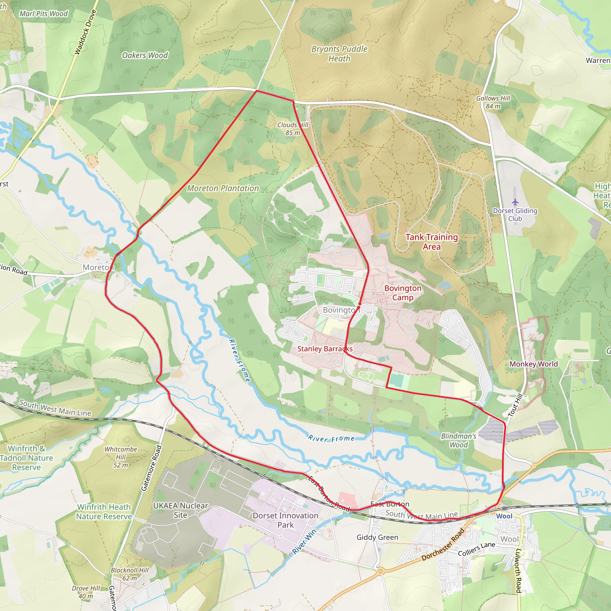 Bovington, Morenton and Wool Loop mobile static map