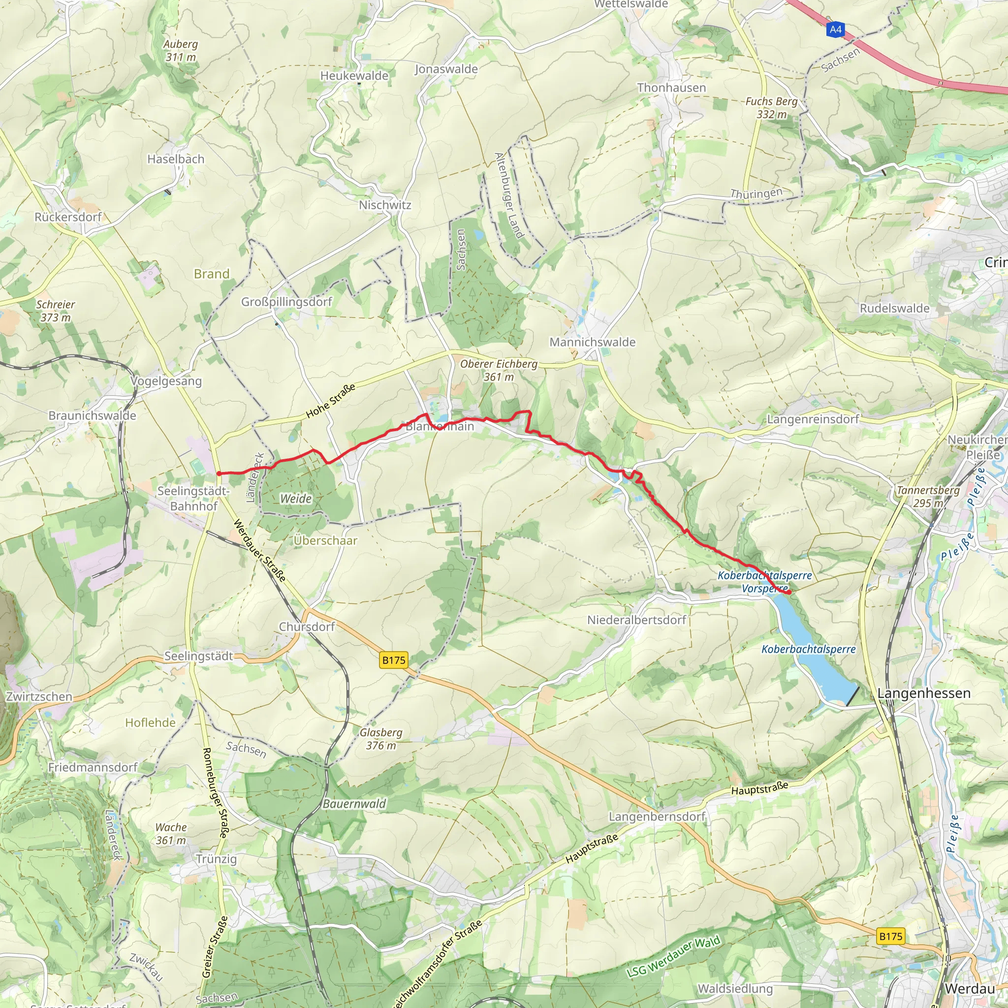 Seelingstädt to Koberbachtalsperre Walk mobile static map
