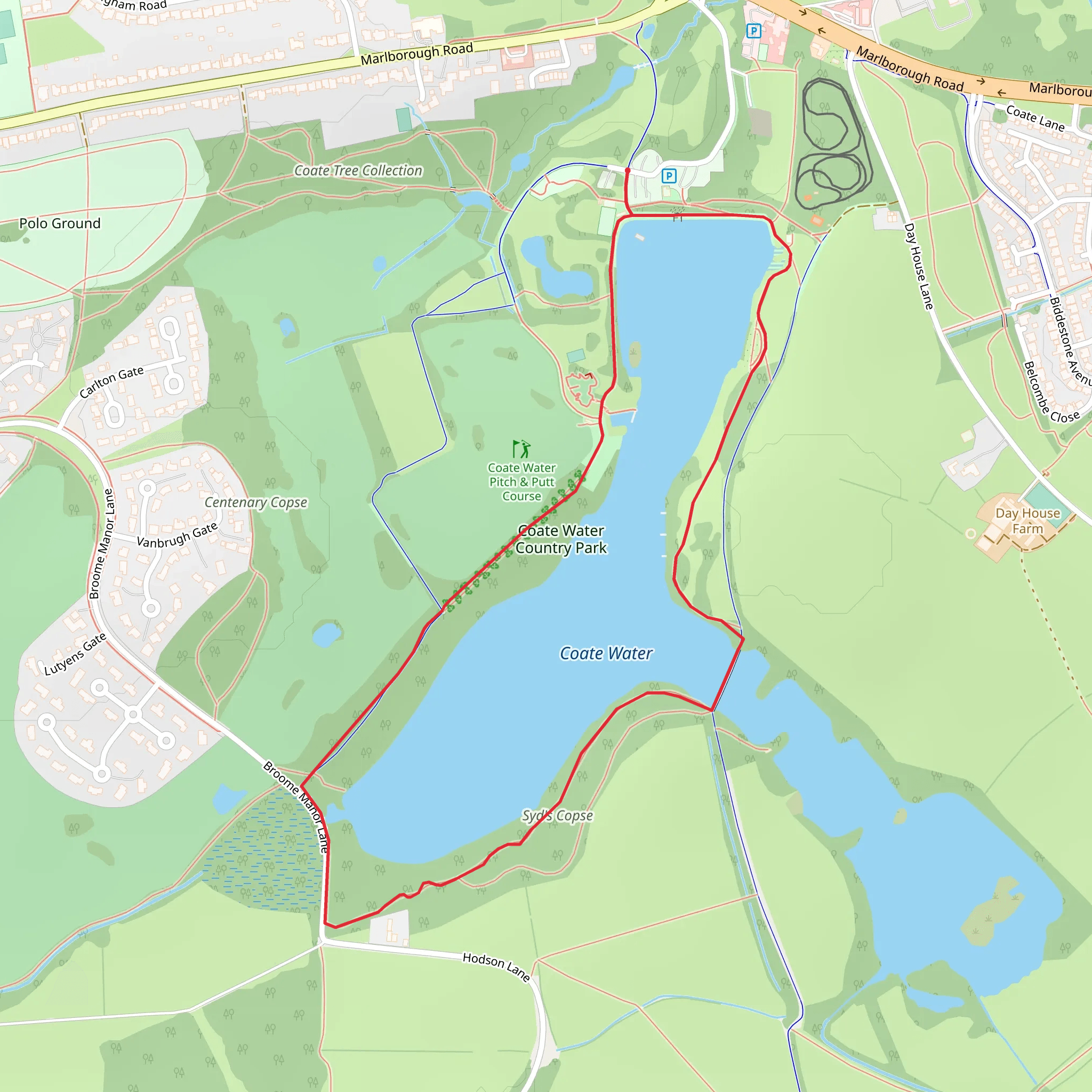 Coate Water Loop mobile static map