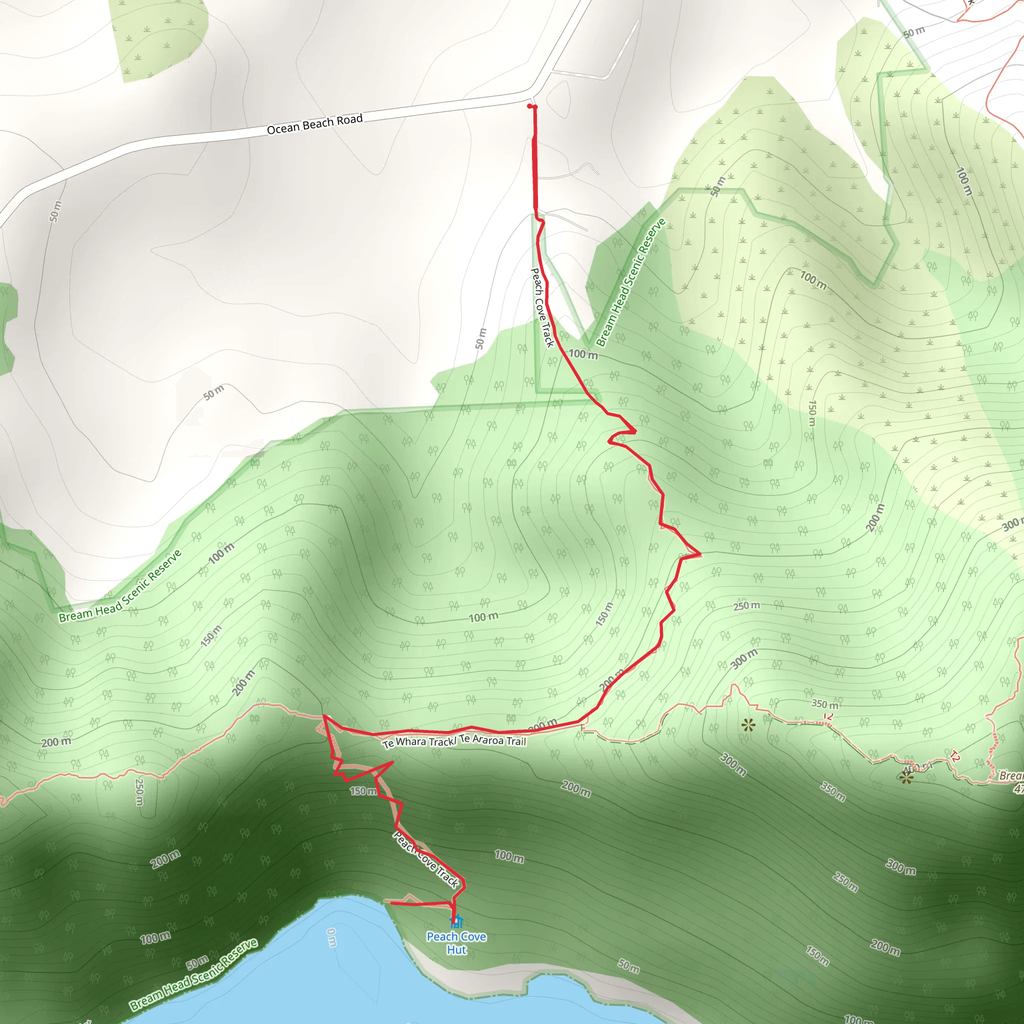 Peach Cove Track mobile static map
