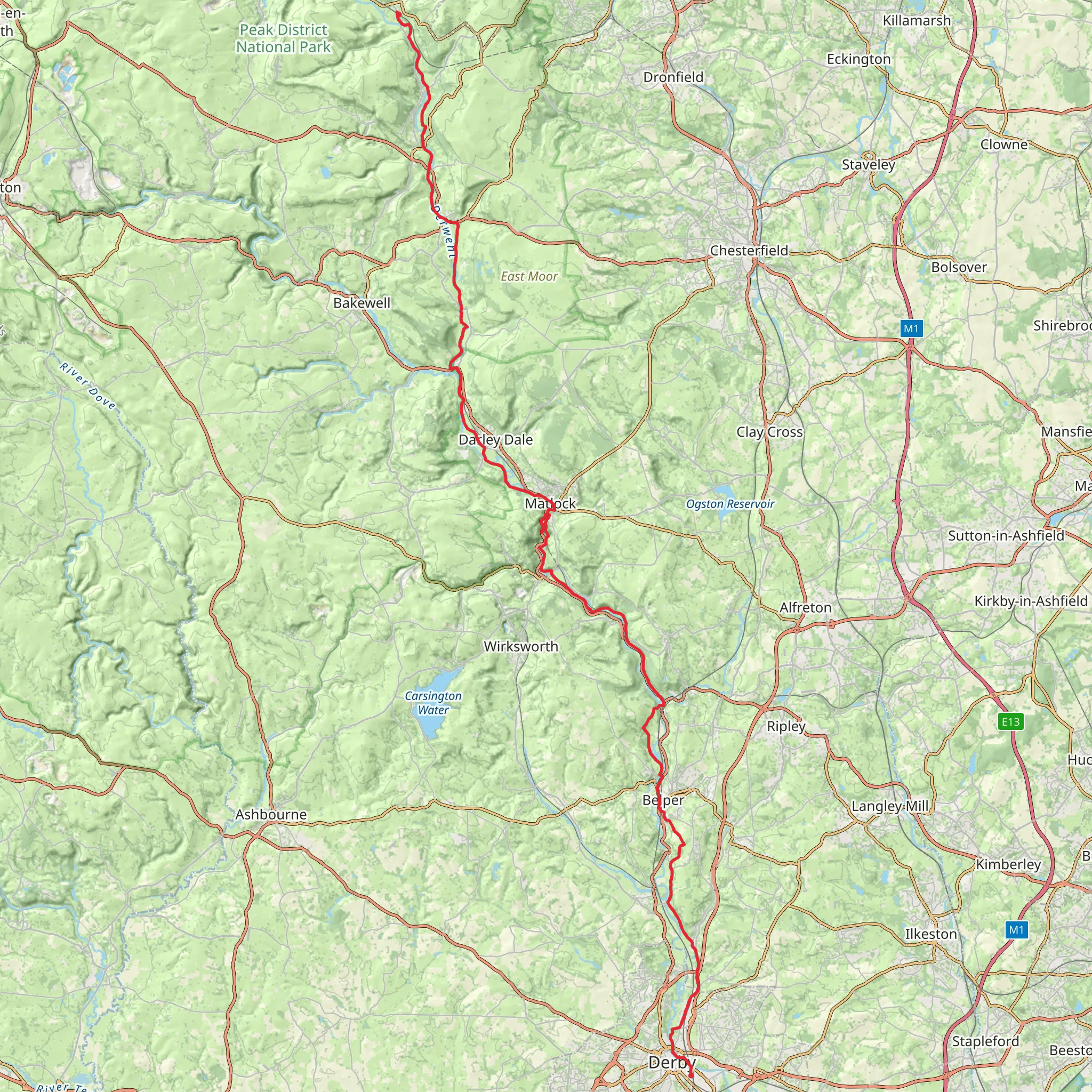 Hike from Hathersage mobile static map