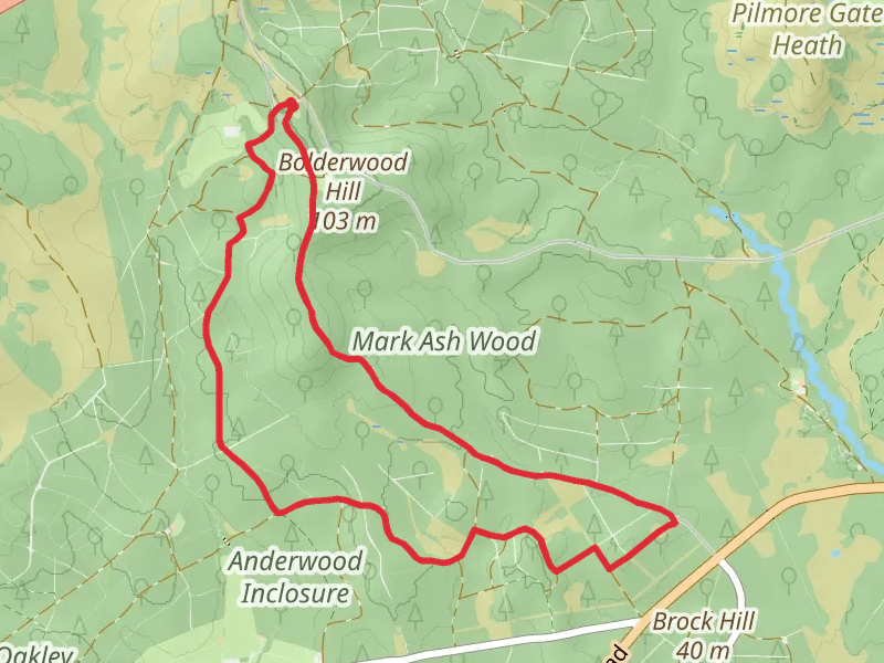 North Oakley Inclosure and Knightwood Inclosure Loop mobile static map