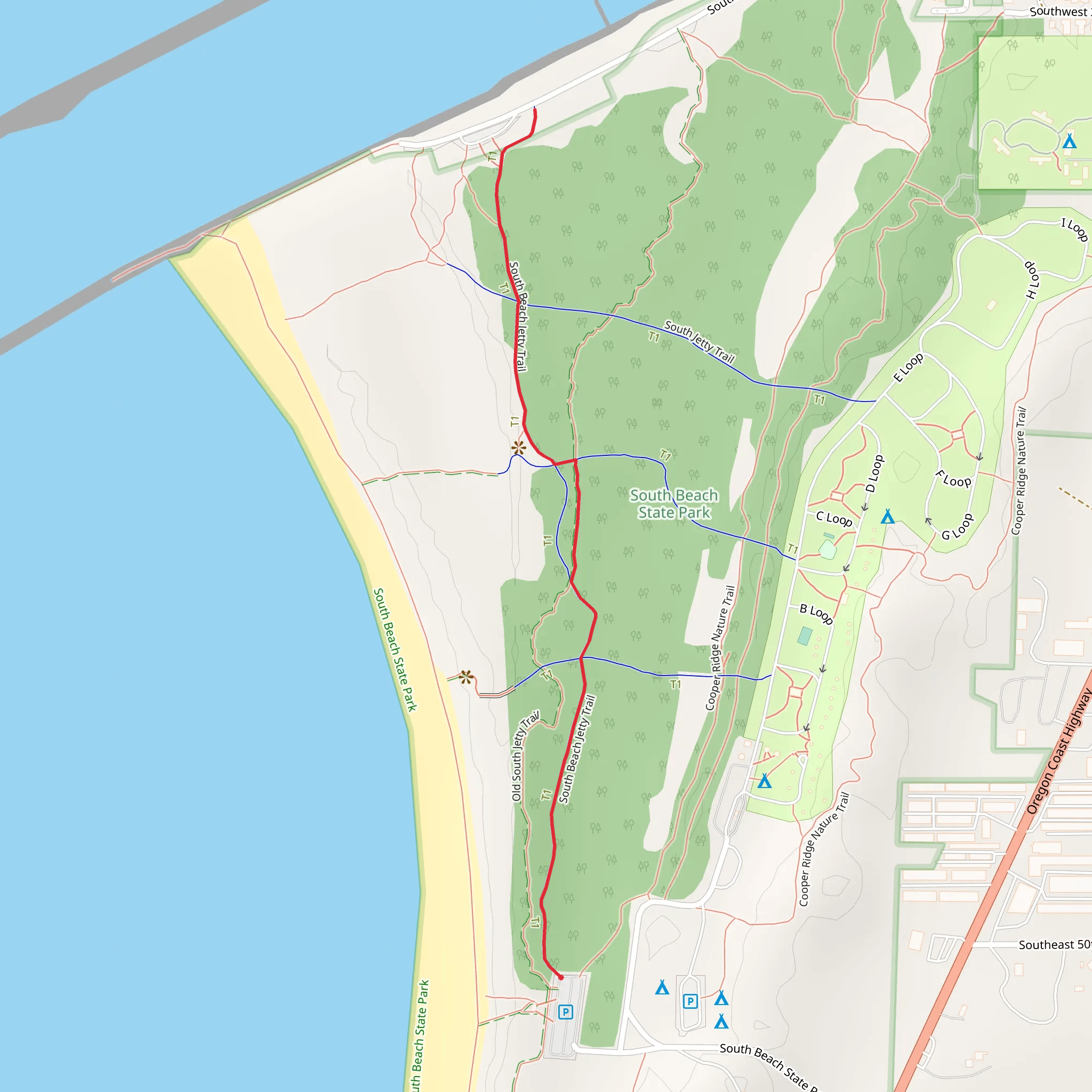 South Beach Jetty Trail mobile static map