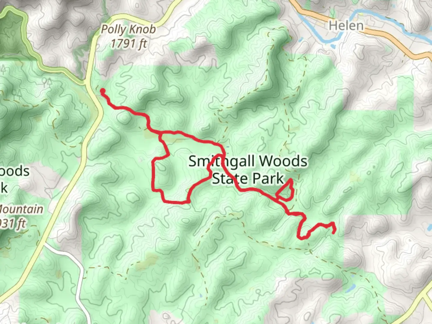 An image depicting the trail Tsalaki, Martin's Mine and Ash Creek Loop Trail and its surrounding area.