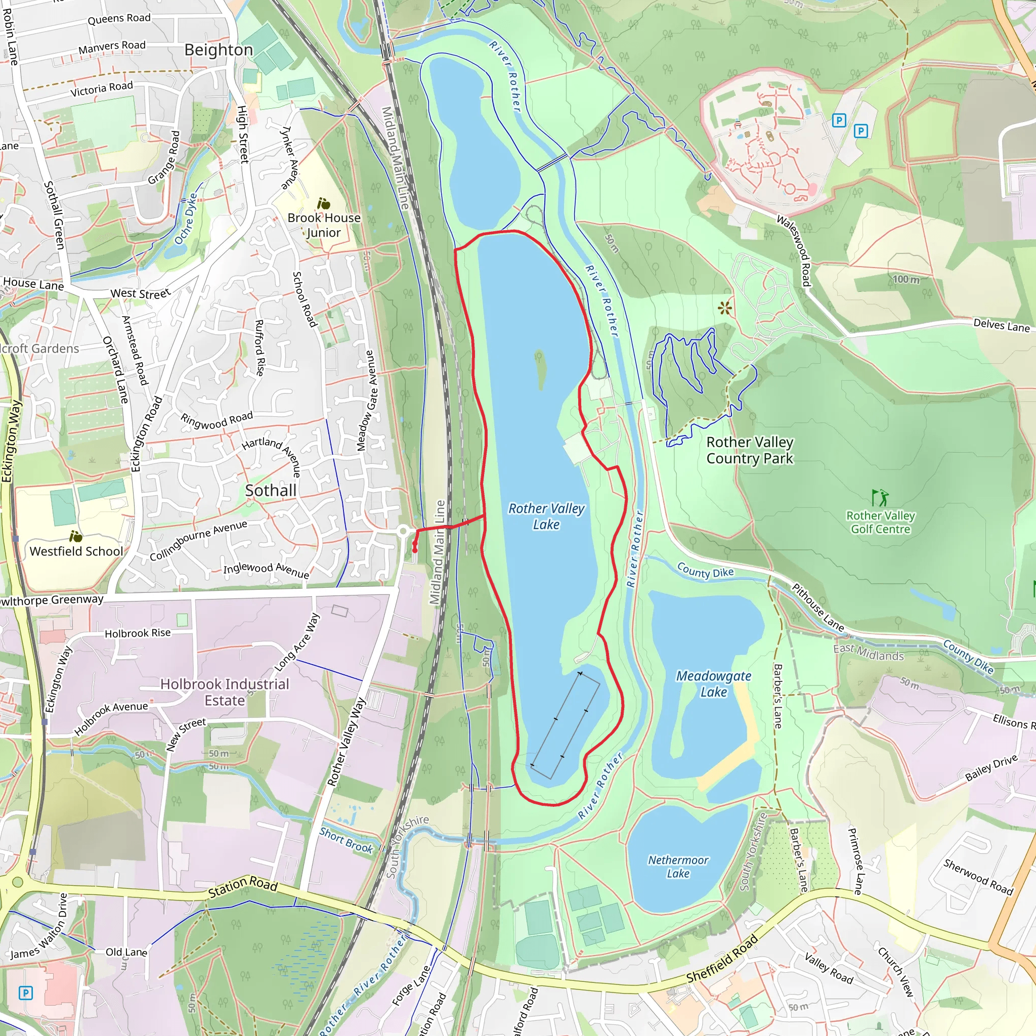 Rother Valley Lake Loop mobile static map