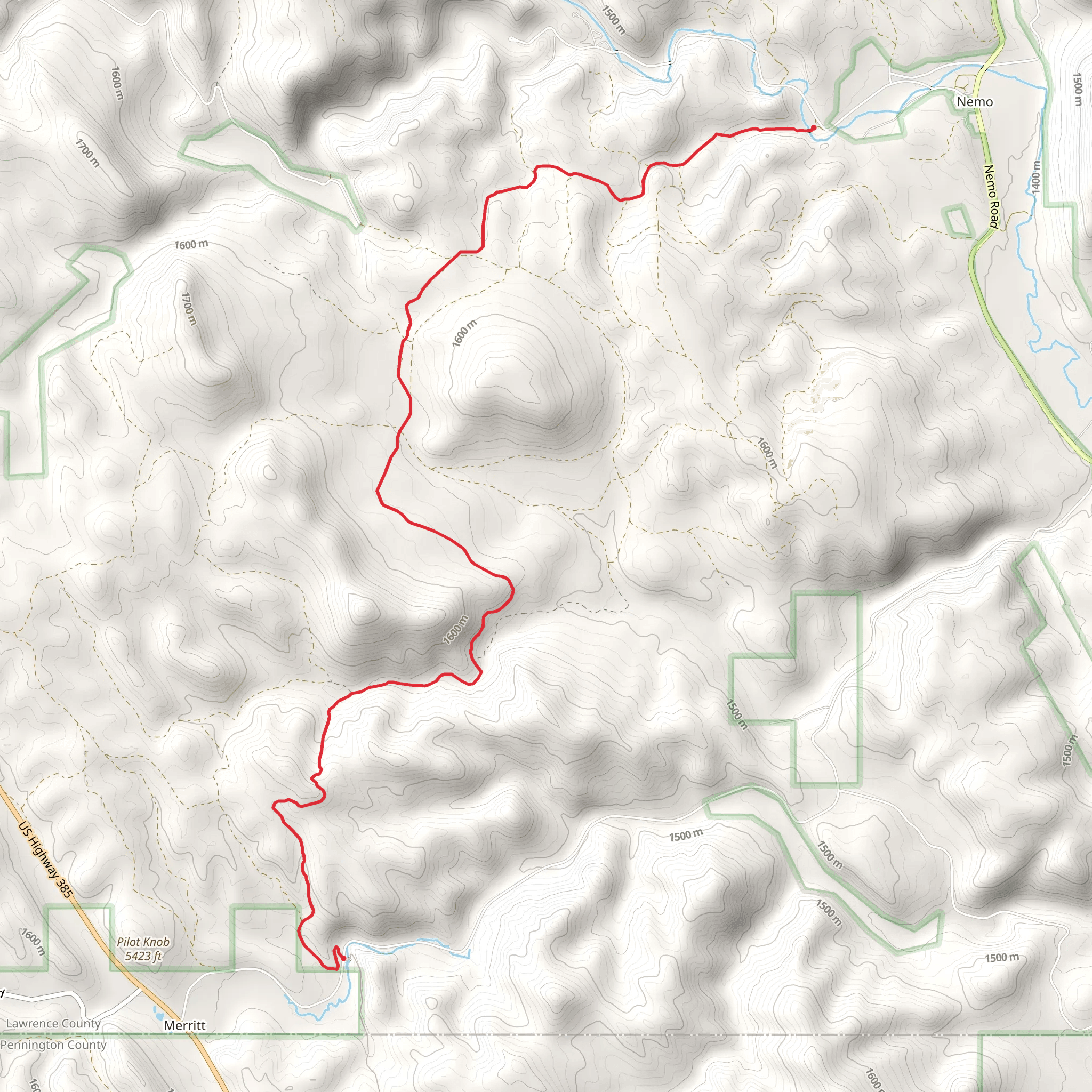 Centennial Trail from Merritt Estes Road mobile static map