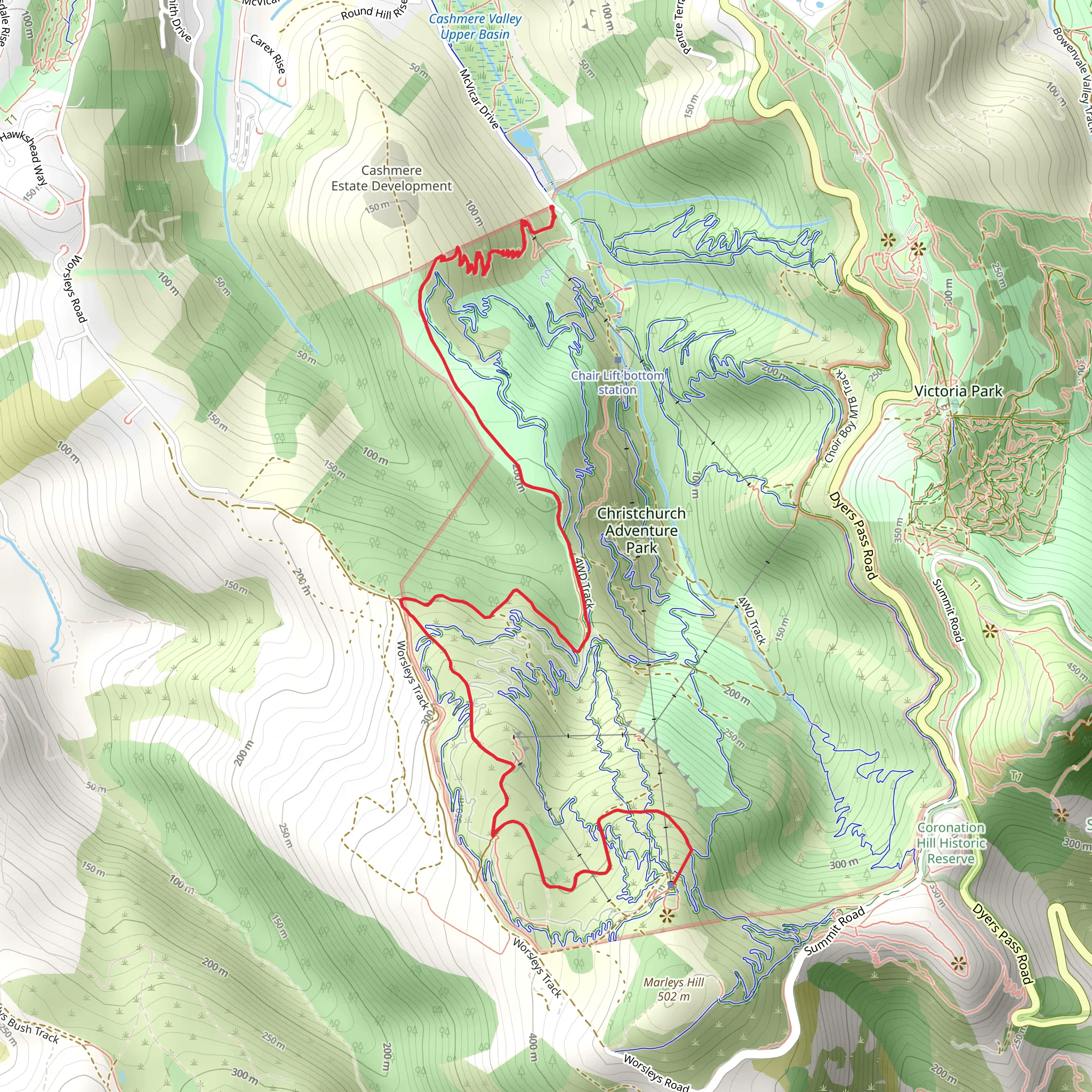 Christchurch Adventure Park Walking Track mobile static map