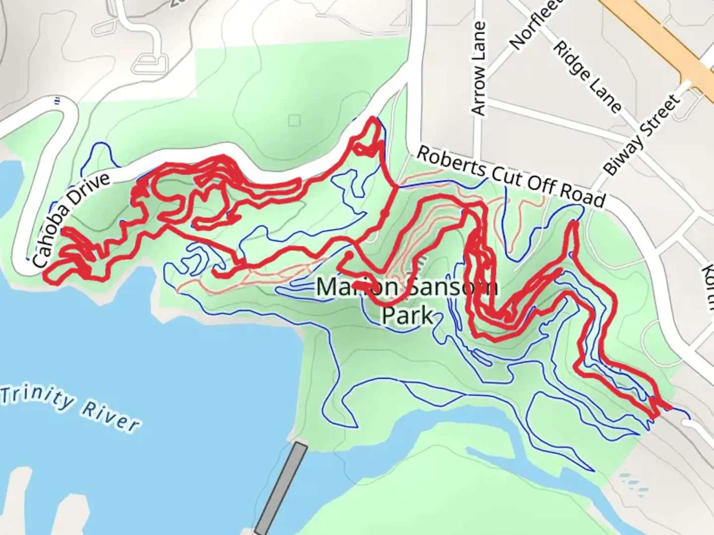 An image depicting the trail Lone Wolf and Thunder Road Loop and its surrounding area.