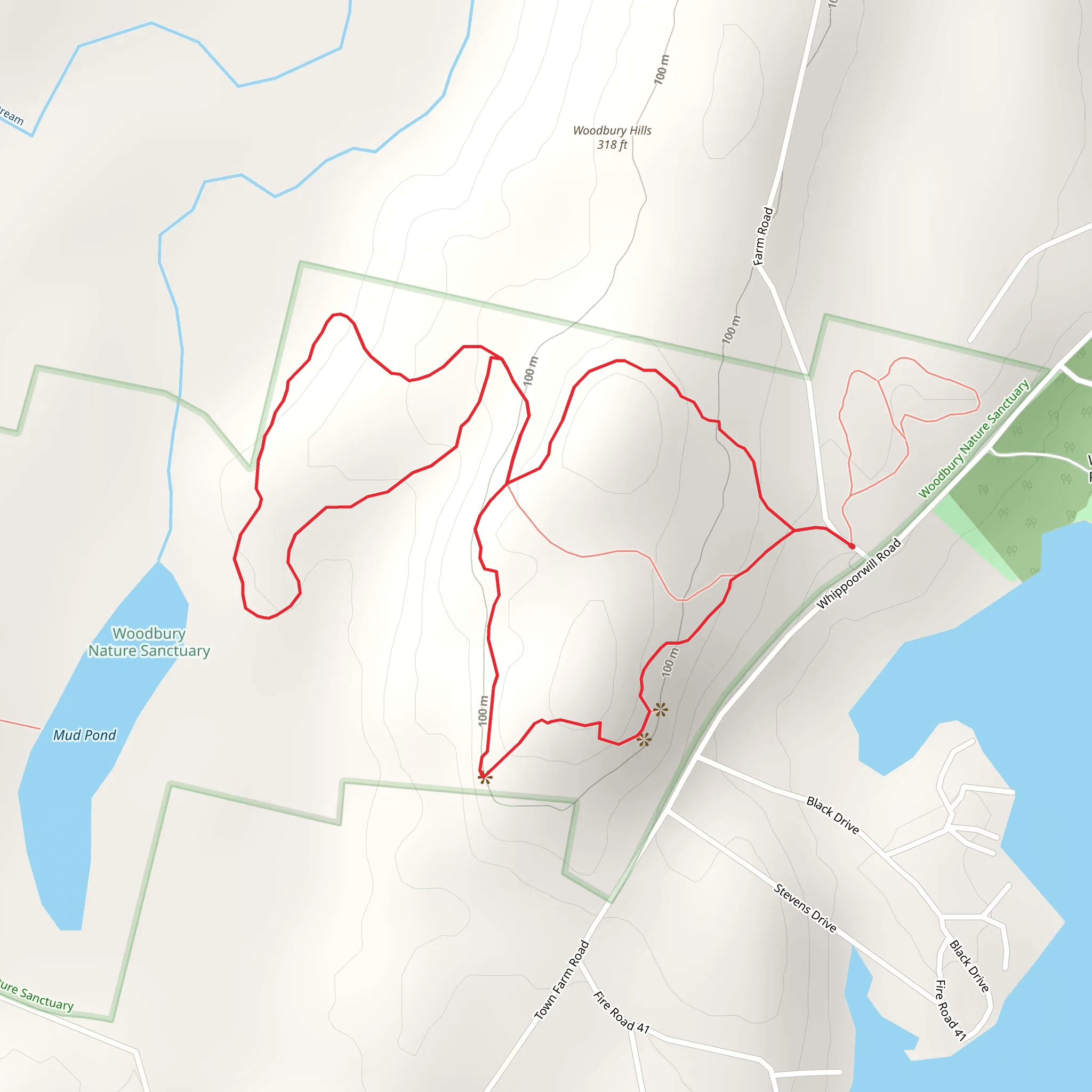 Woodbury Pond and Woodbury Hills Loop mobile static map