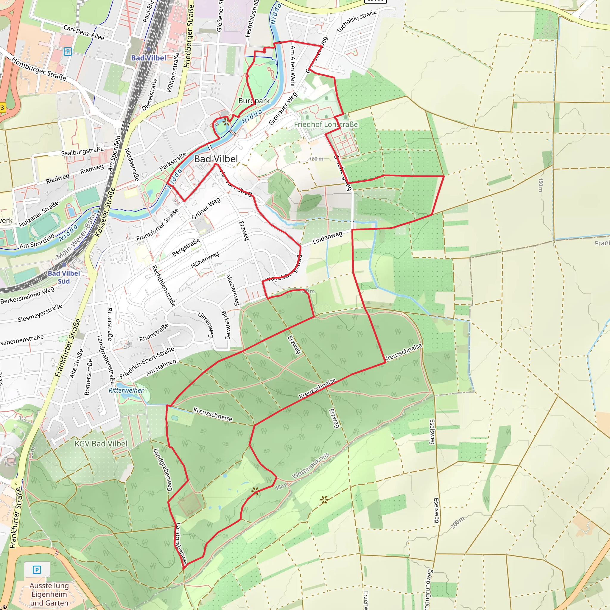 Nidda via Wanderwg 4 and Waldlehrpfad mobile static map