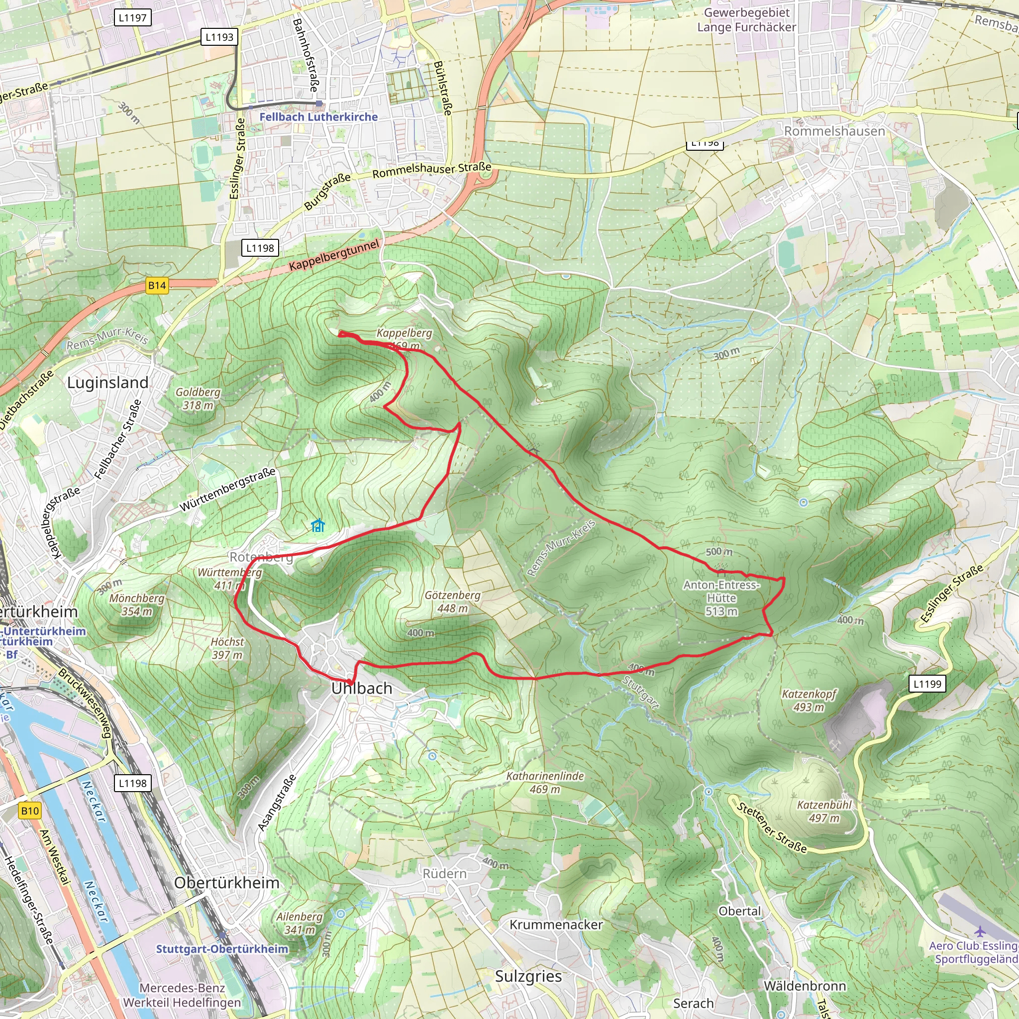 Stettener Weg and Kaiserstraße Loop mobile static map