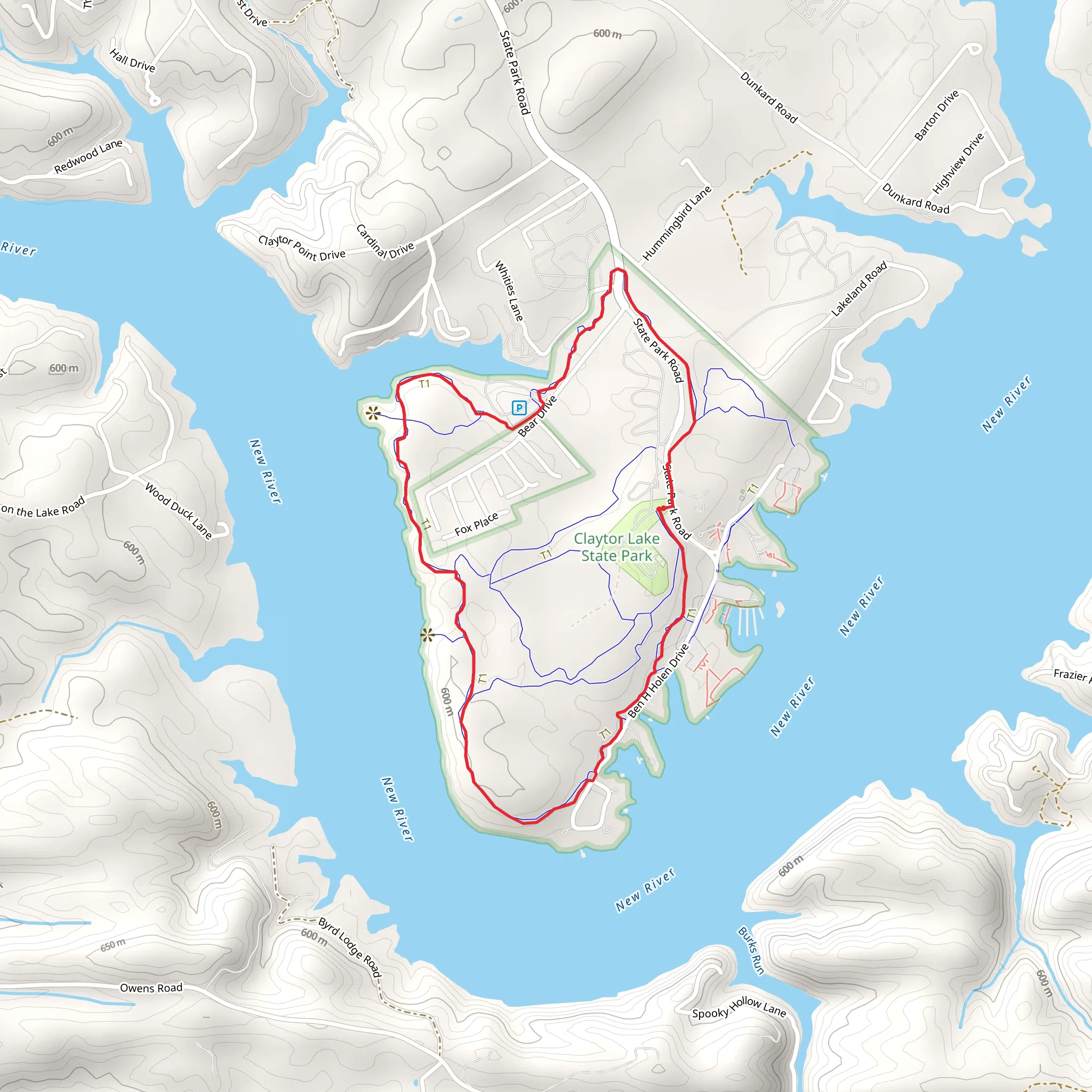 Hidden Valley and Claytor Lake Loop mobile static map