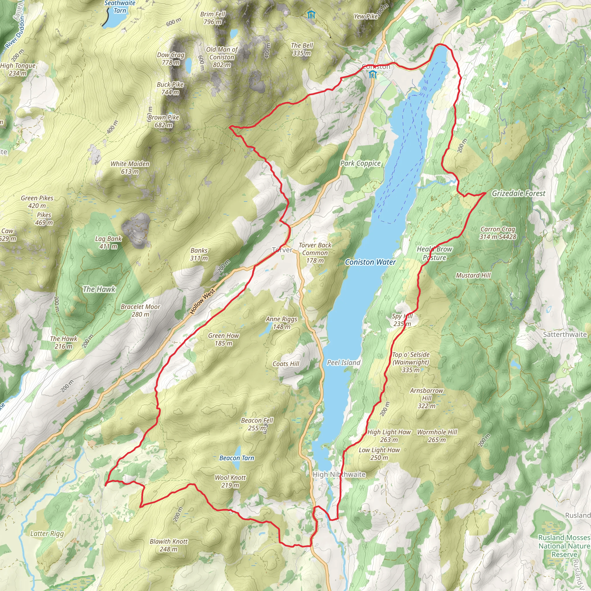 Coniston Water Loop via Heald Brow Pasture mobile static map