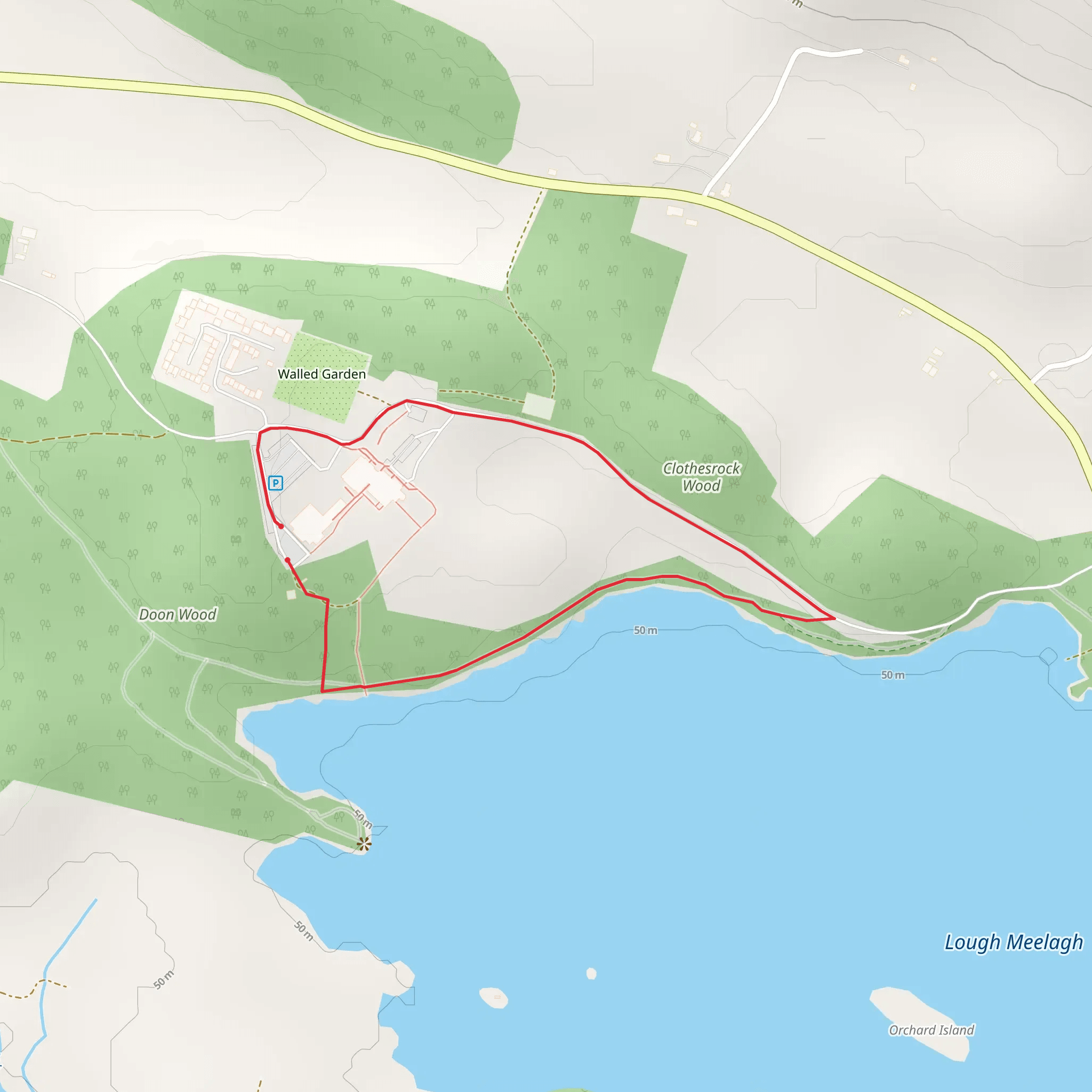 Kilronan Castle Looped Walks - Lakeside Loop mobile static map
