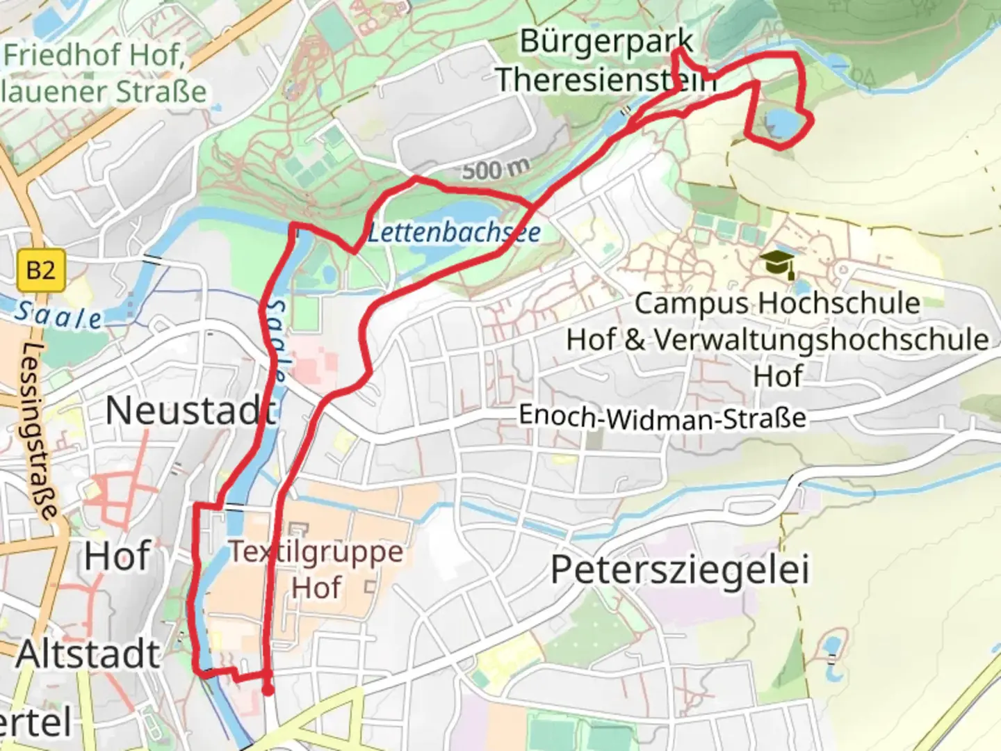 An image depicting the trail Hof and Eichelberg Loop and its surrounding area.