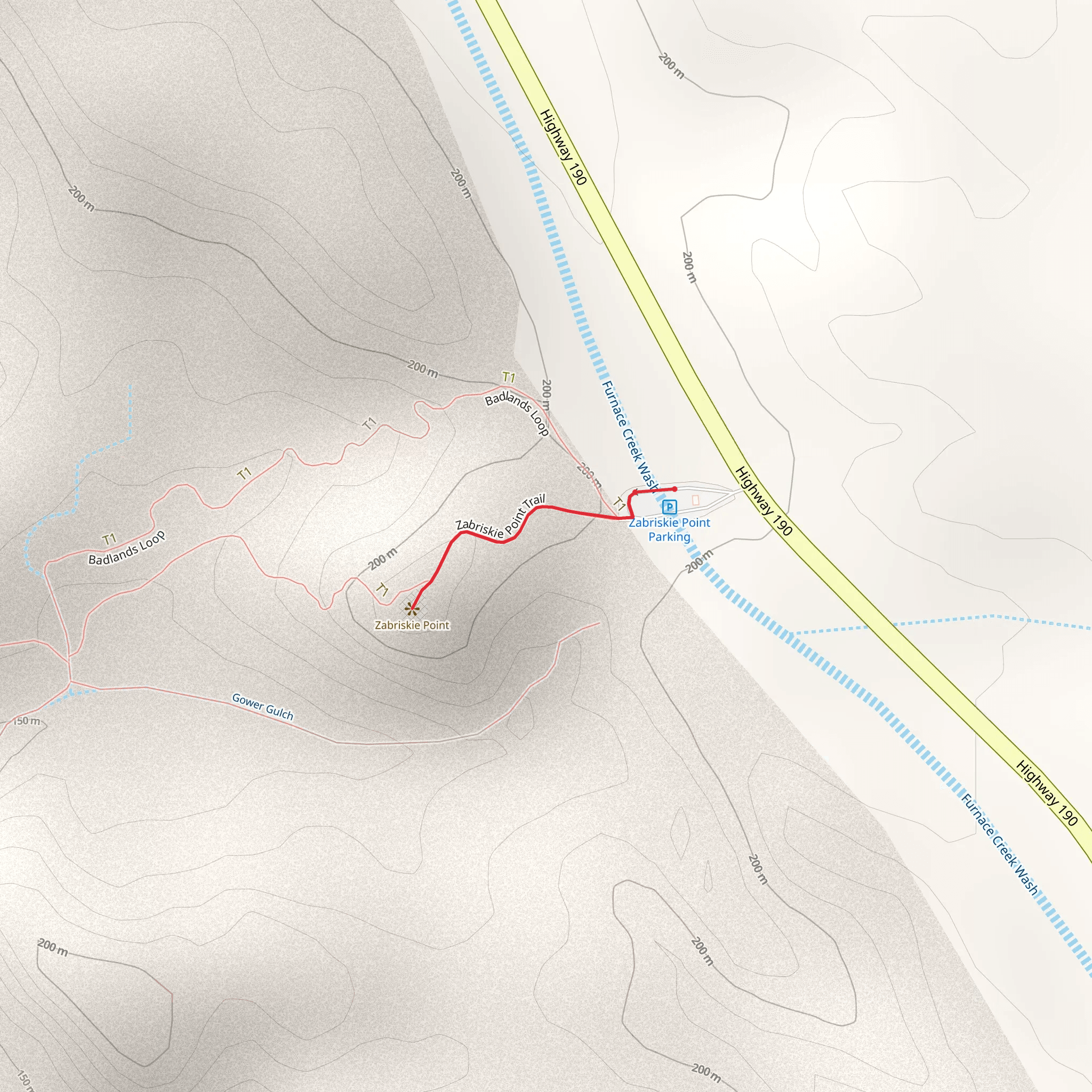 Zabriskie Point Short Trail mobile static map