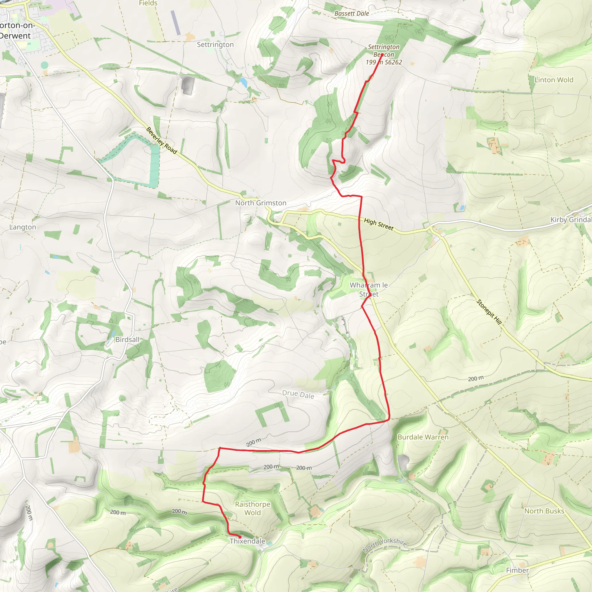 Settrington to Thixendale mobile static map