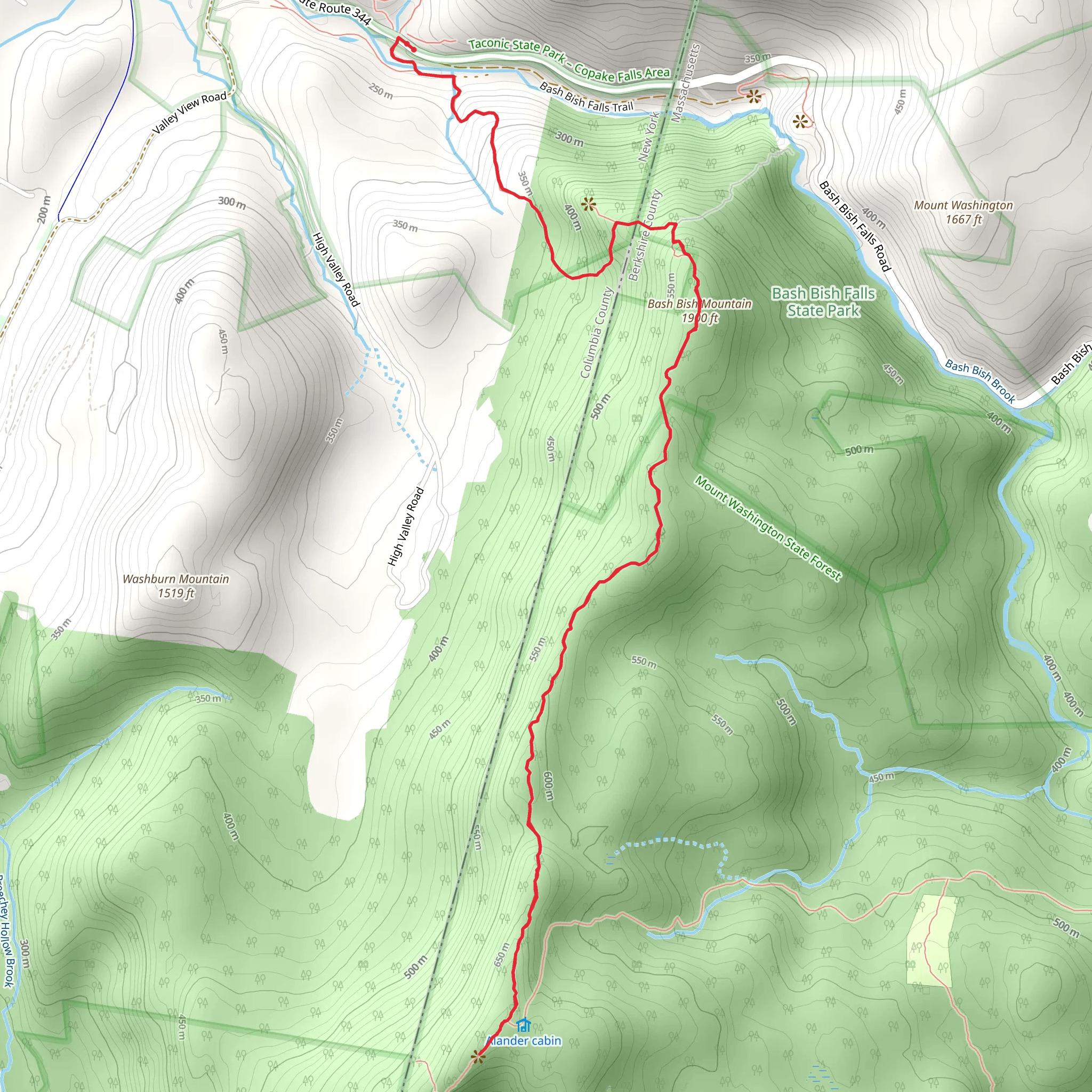 Bash Bish Mountain and Alander Mountain Trail mobile static map
