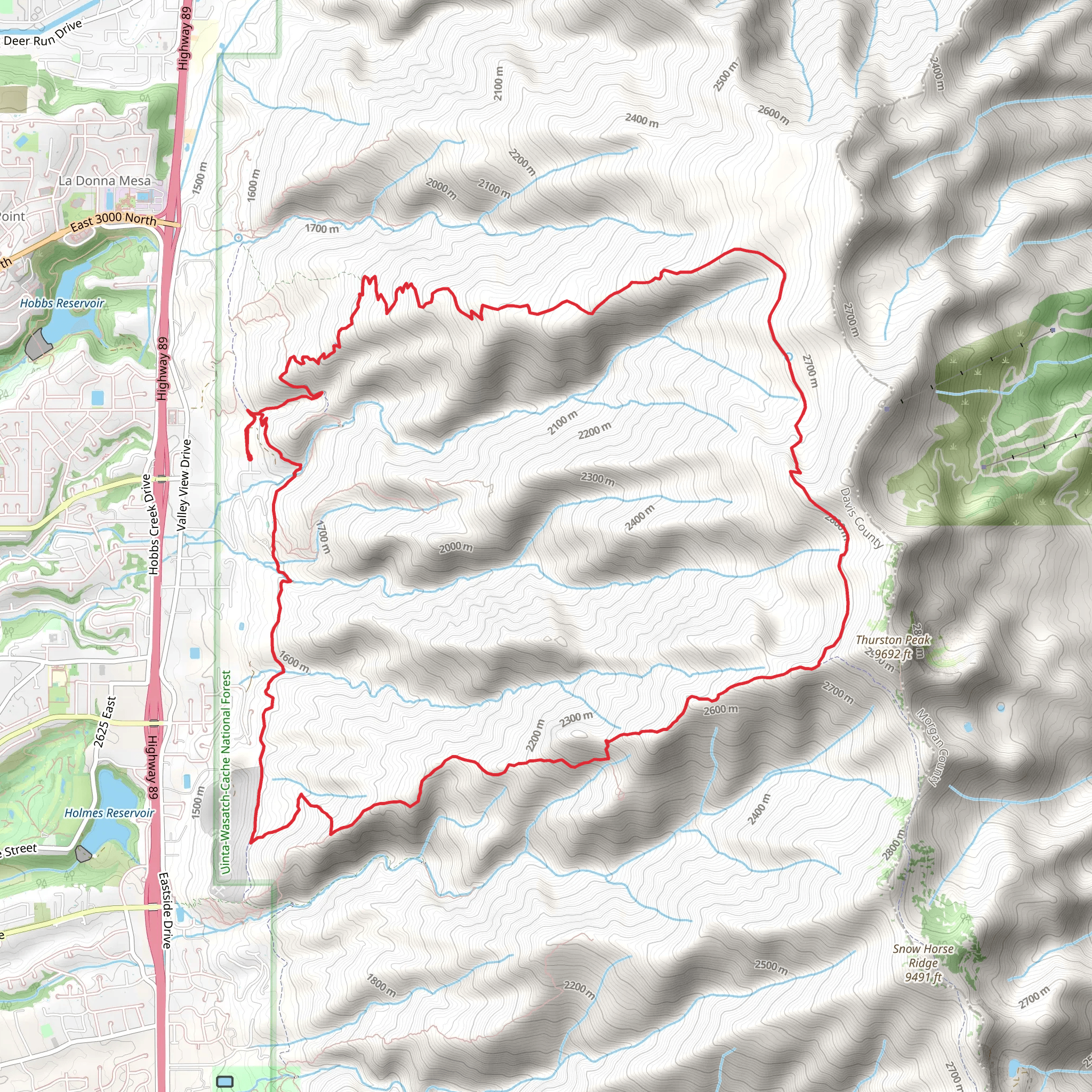 Great Western Trail and Adams Canyon North Ridge LoopLoop mobile static map