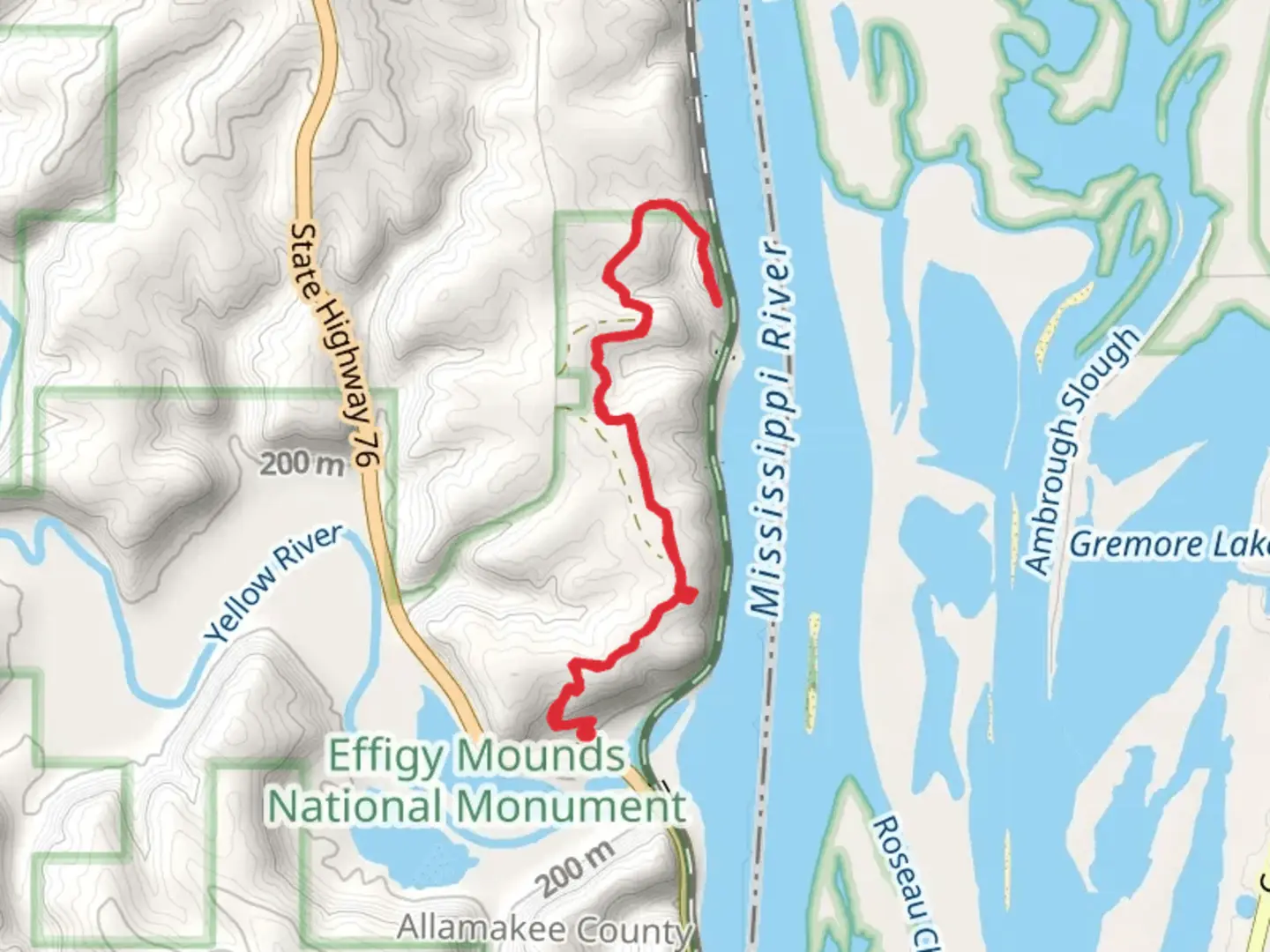 An image depicting the trail Mississippi River from Bluegill Pond and its surrounding area.