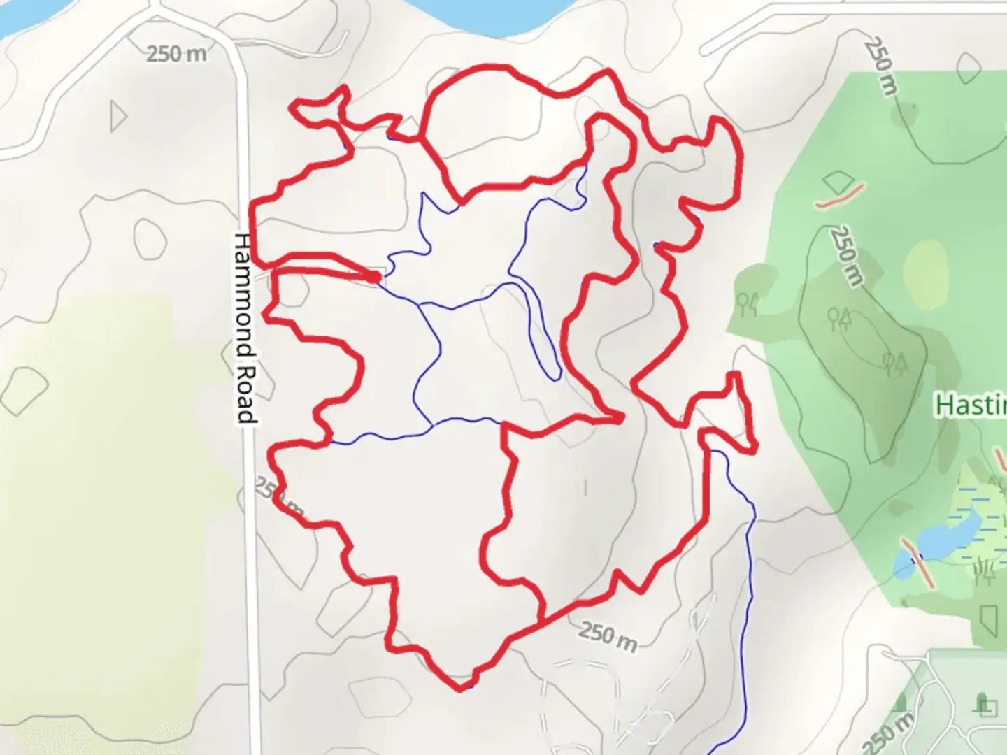 An image depicting the trail East, Indoor and Central Connector Loop and its surrounding area.